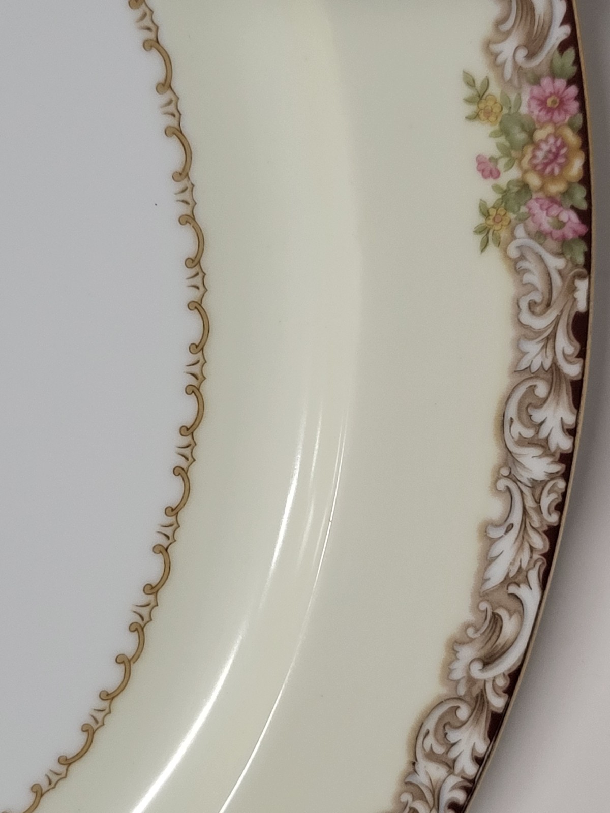 Vintage Noritake Japan M Mark Serving Platter Harmony 3906 Pink Floral Gold Gilt