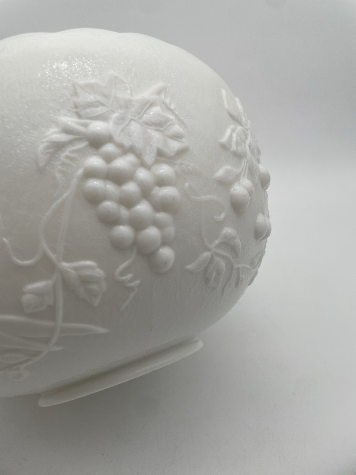 Westmoreland Milk Glass Grape Paneled Punch Bowl Set 12 Cups Hooks Pedestal