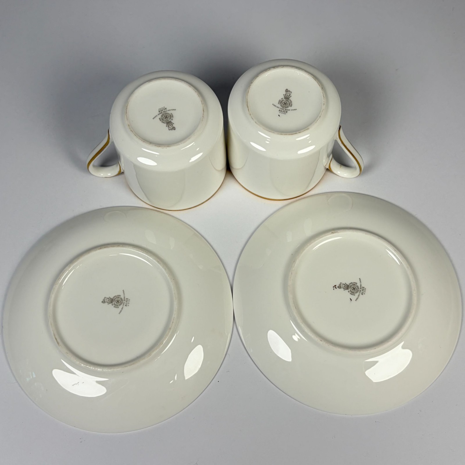 2 Royal Doulton ‘Alice’ Bone China Demitasse Cup & Saucer Sets H5122 England
