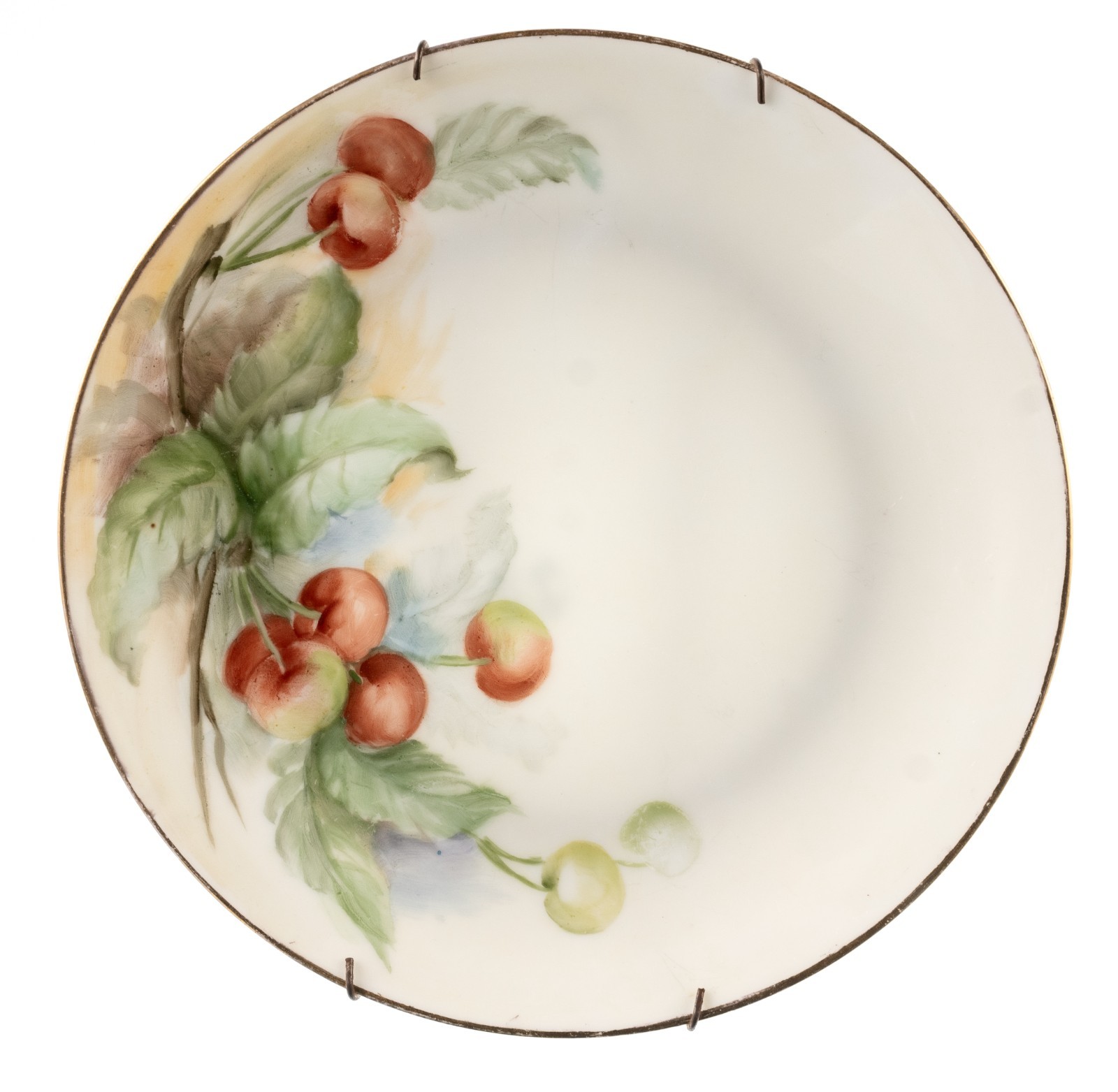 Thomas Sevres Bavaria 7.75in Gold Rim 270g Floral Botanical Cherries c.1908-1939