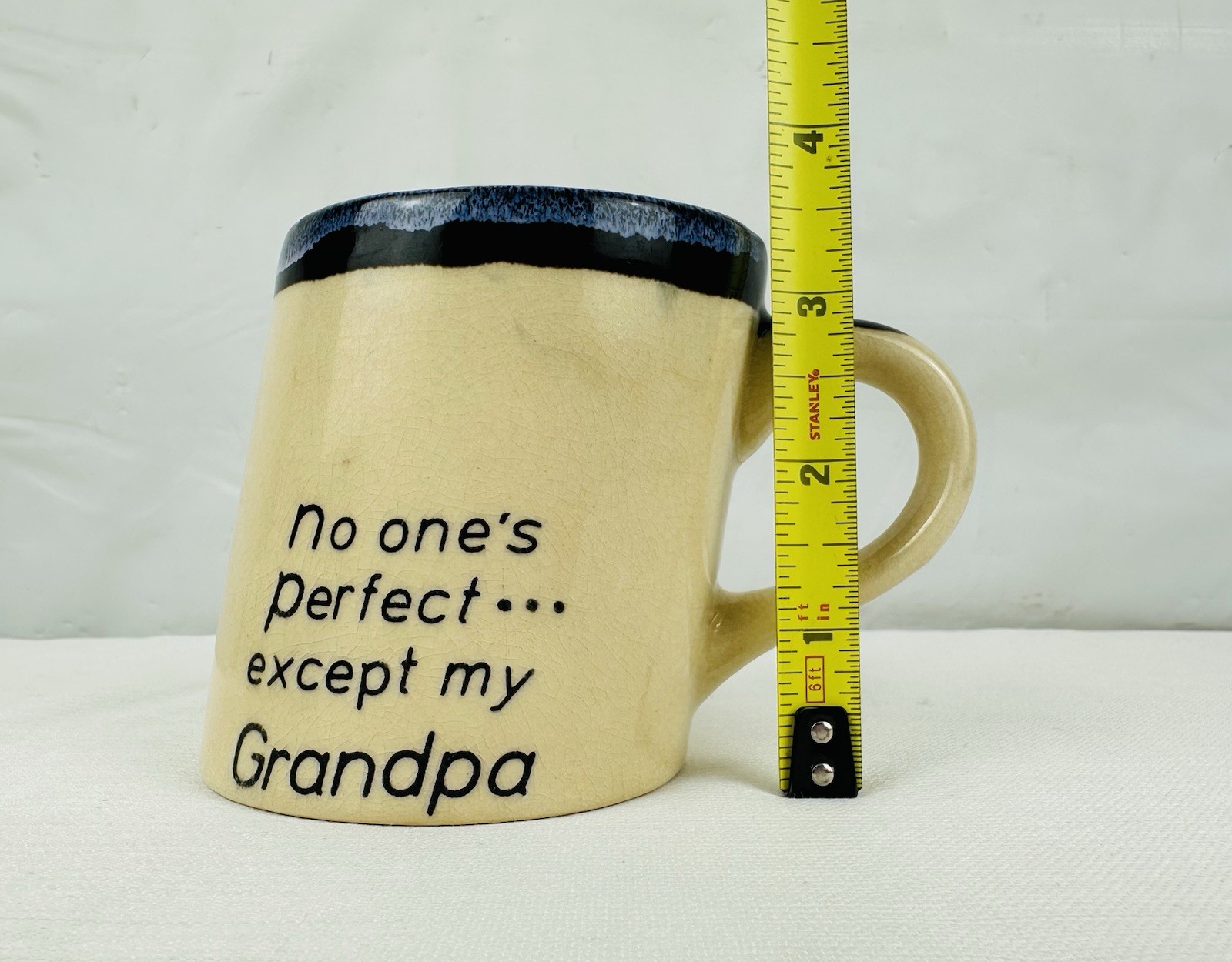Slanted Drip Glaze Pottery Coffee Cup Mug “No One’s Perfect Except My Grandpa”
