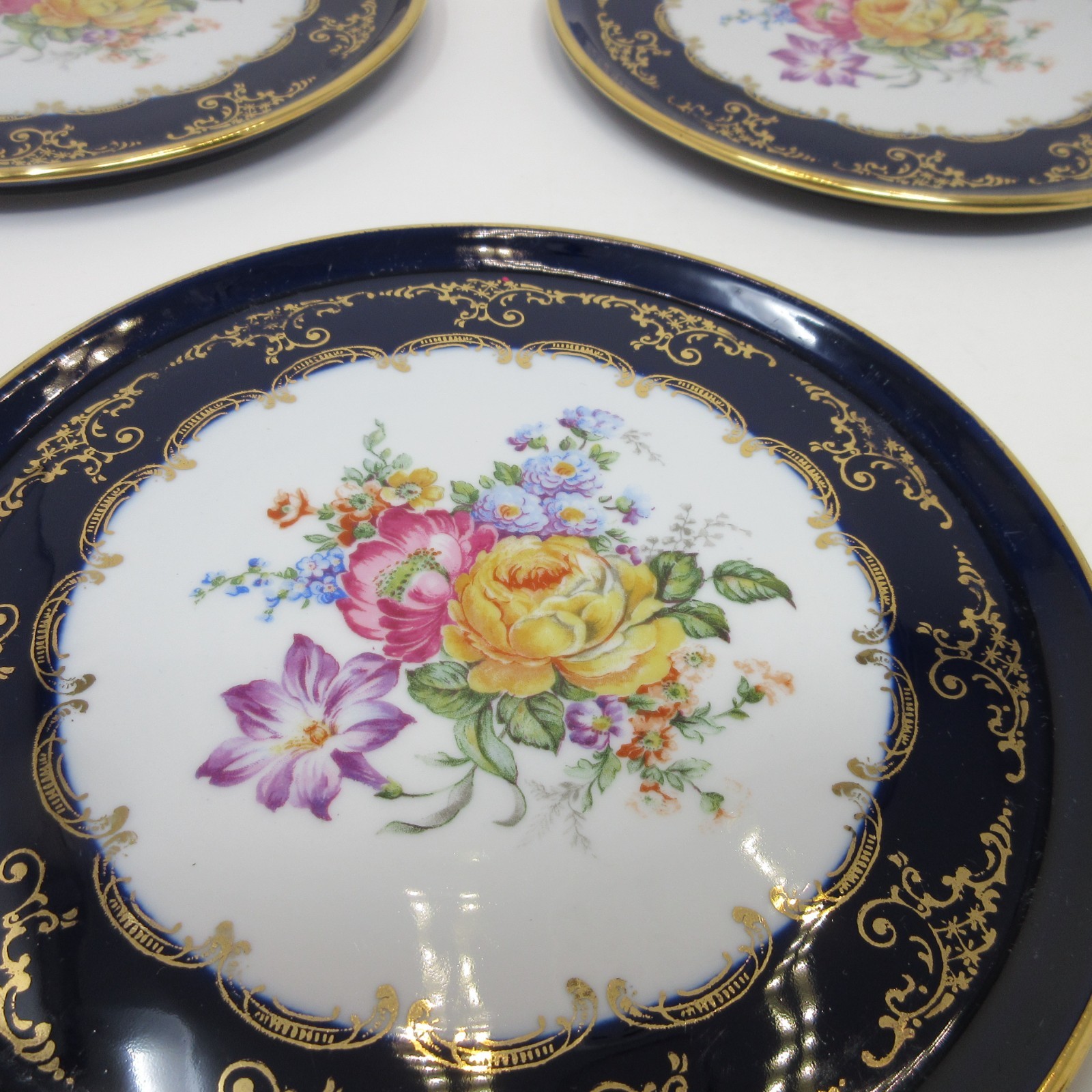 5 COULEUVRE FRANCE CHINA PORCELAIN VERITABLE COBALT LIMOGES PLATES 7 7/8 INCH