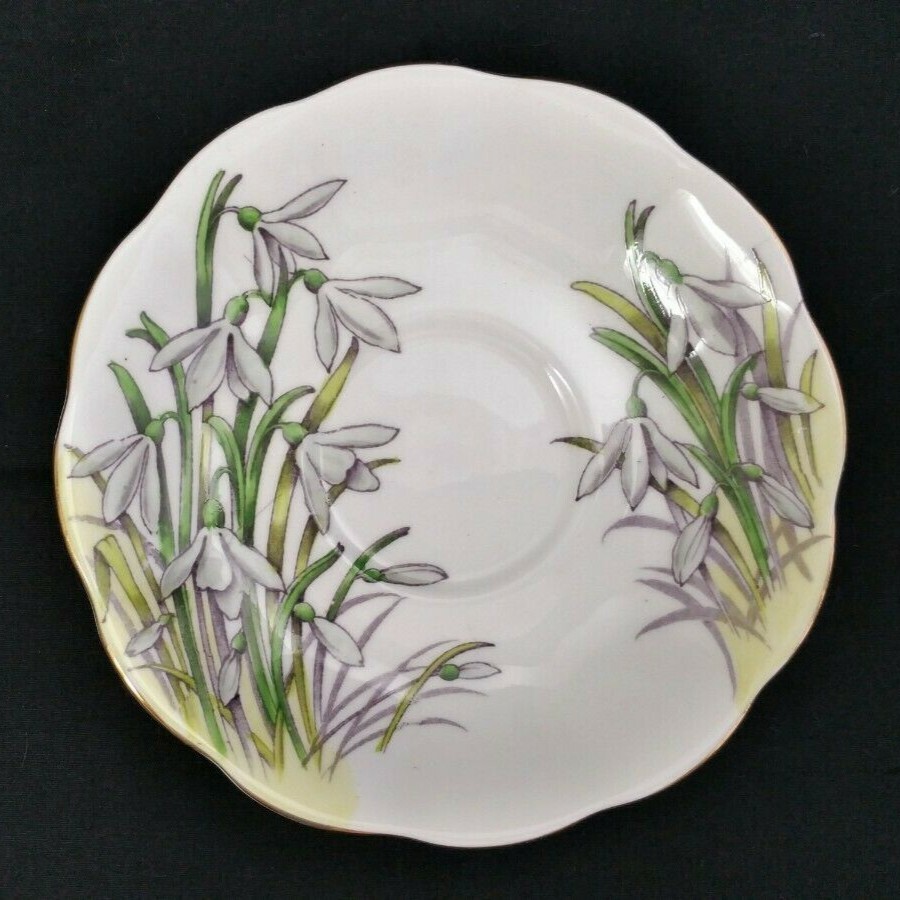 Royal Albert Snowdrop Bone China Teacup & Saucer Hand Painted England
