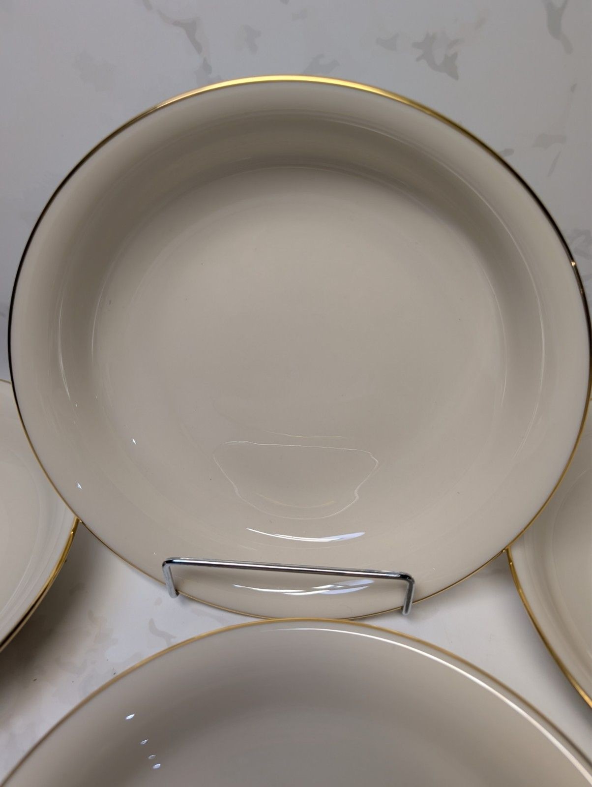 Lenox Hayworth Coupe Soup Bowls Set of 4 Ivory Gold Trim 7.75in USA