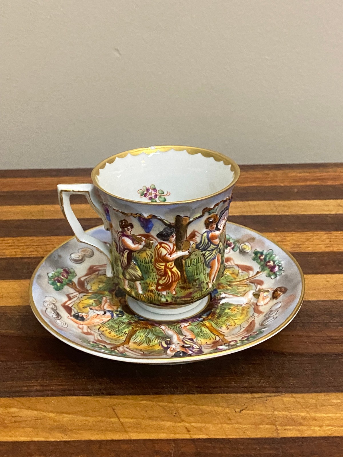 Antique Capodimonte Cup and Saucer
