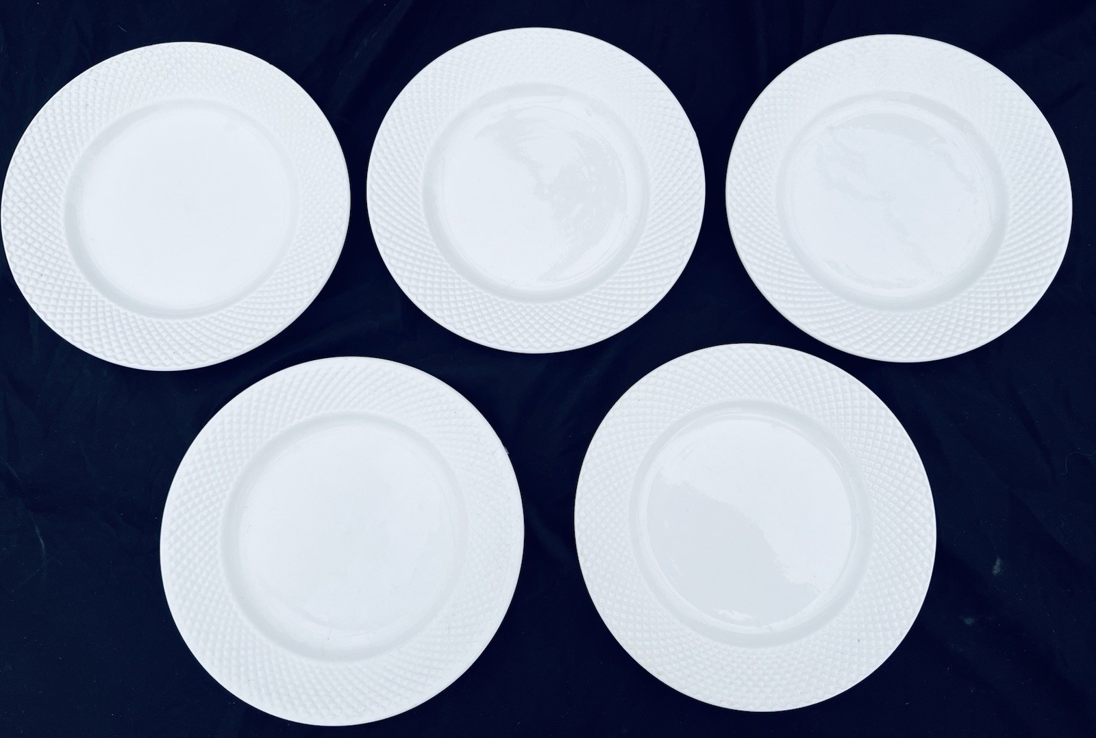 Denmark 7 7/8” White Basket-weave Salad Plates EC Never Used Set Of 5