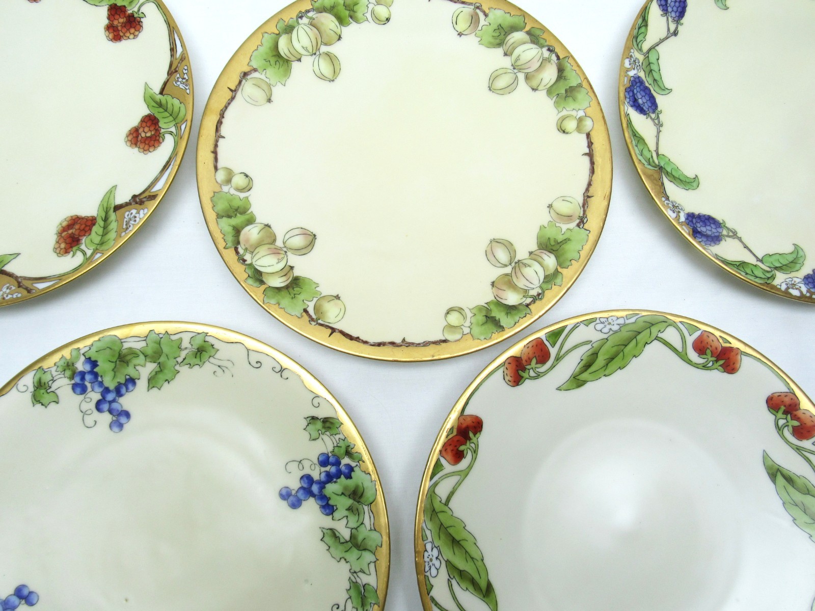 Vintage Favorite Bavaria Fruit Plates hand painted 5 pc collection excellent
