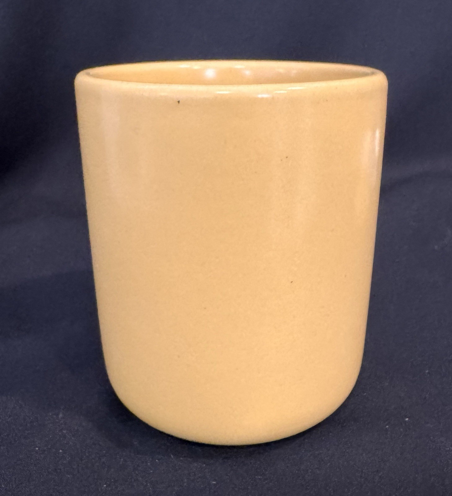 Vintage MCM LA Solana Yellow Stoneware Pottery 5″x4″ Jar Canister with Lid