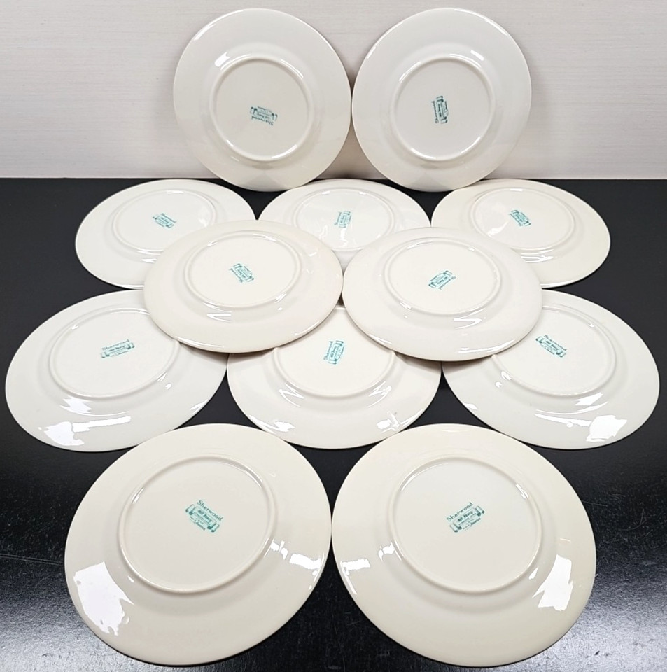 12 Syracuse China Sherwood Bread Plate Set Vintage Old Ivory Blue Laurel MCM Lot