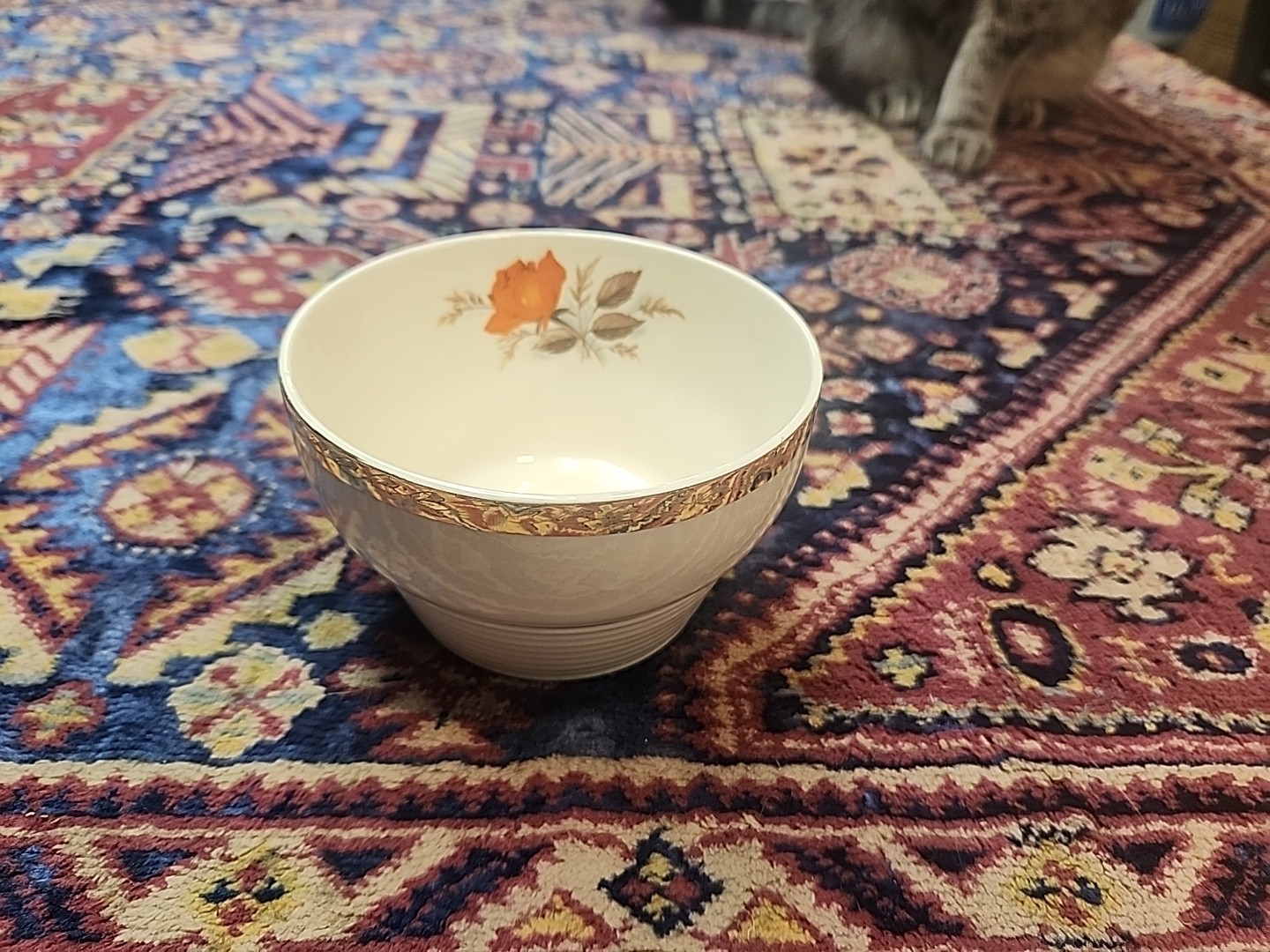 American Limoges Finger Bowl Vermillion Rose Triumph 22KGold Belvedere SebringOH