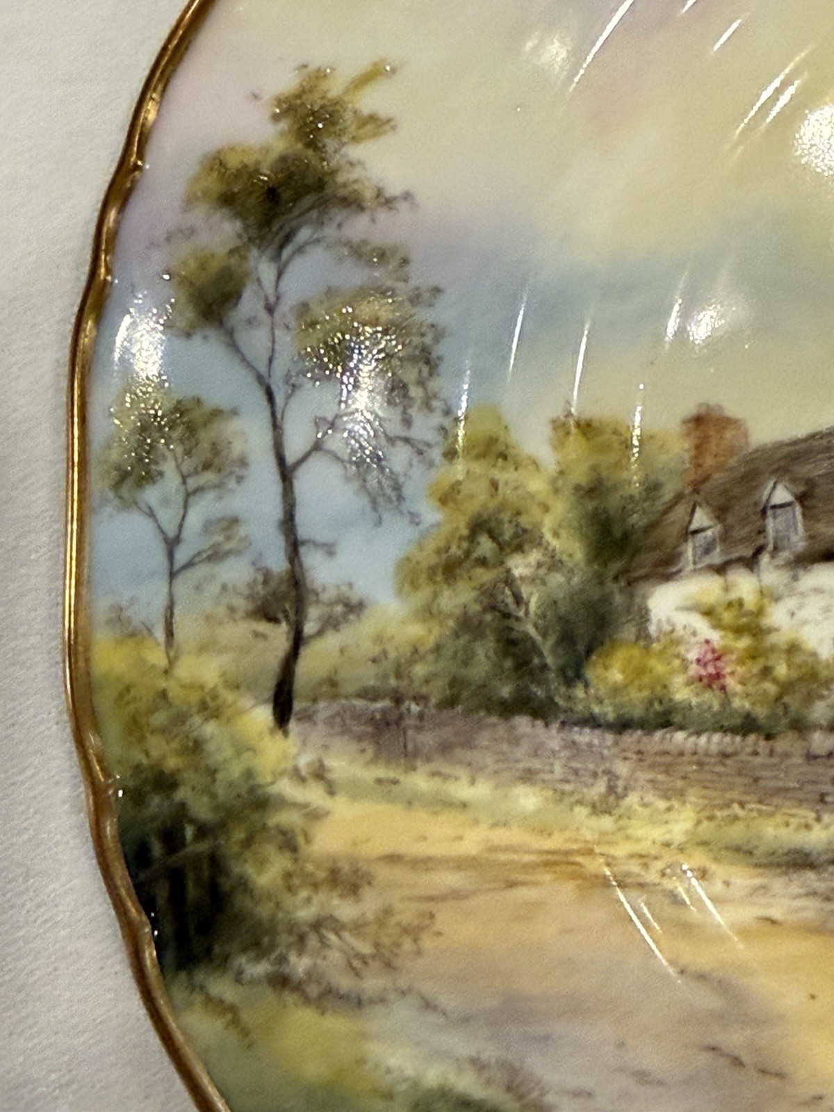 Pristine 1952 Royal Worcester Mary Arden House Cabinet Plate Sign J. Smith 10.5″