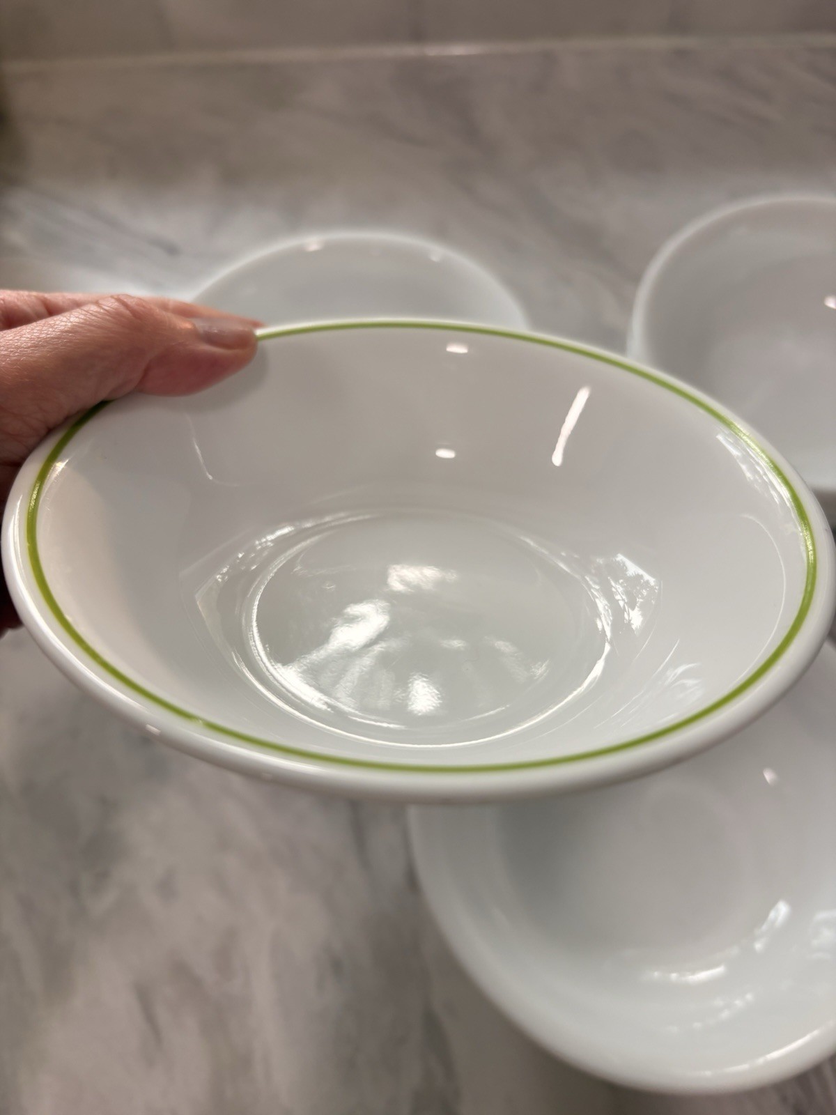 Mixed Lot Of Retro Corelle Bowls Large And Small Green, Blue And Plain 10 Total