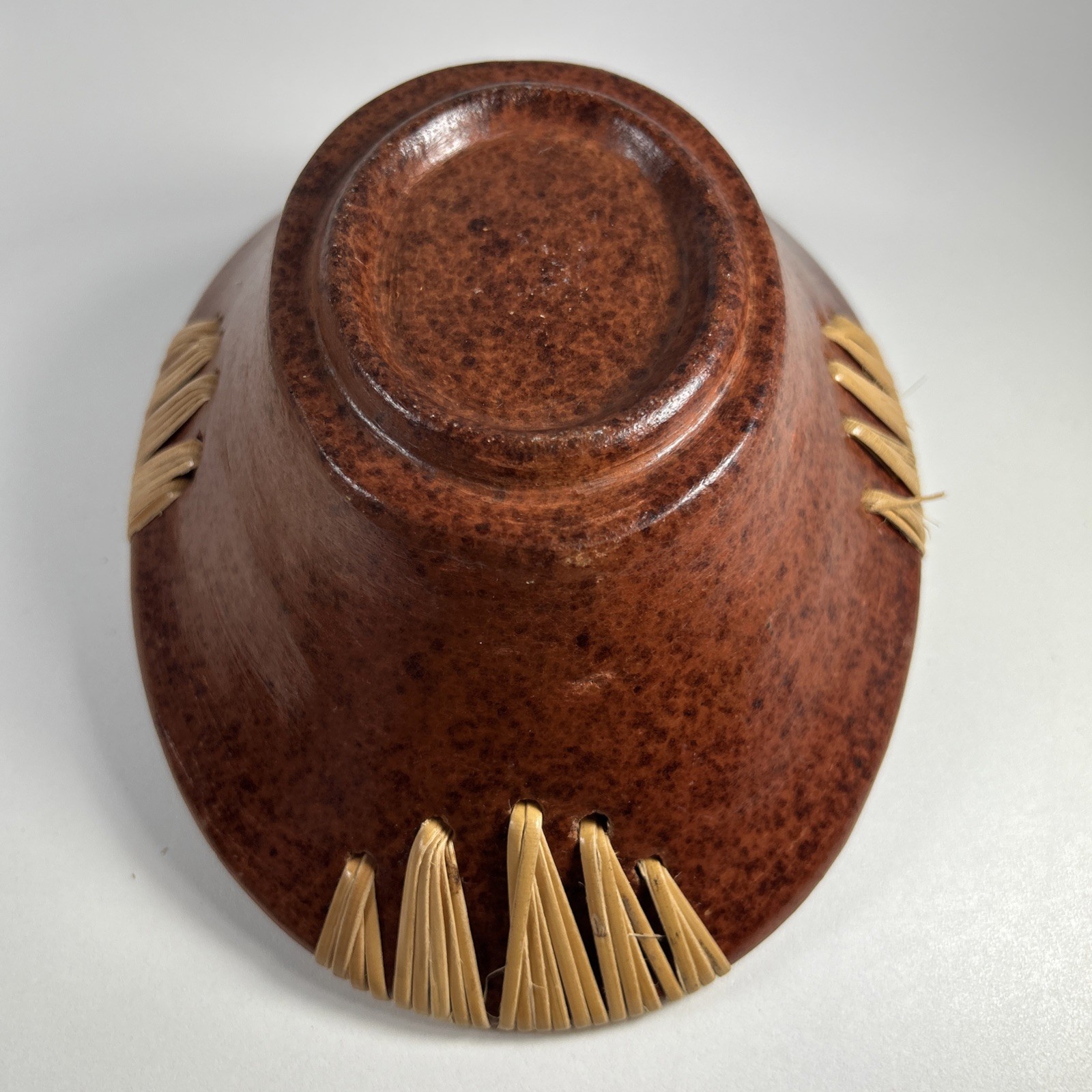Sasak Rattan Red Wear Pottery Decorative Bowl Bowl About 7 1/2 Inches By 5 1/2 I