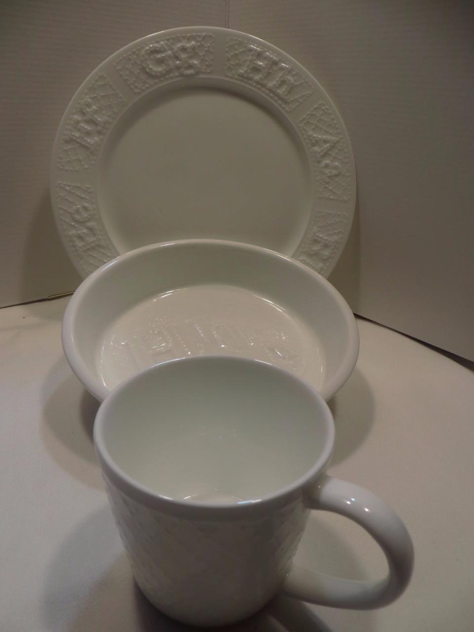Ralph Lauren McKenzie Quilt Bone china 3P Child’s Children Dinnerware Set New