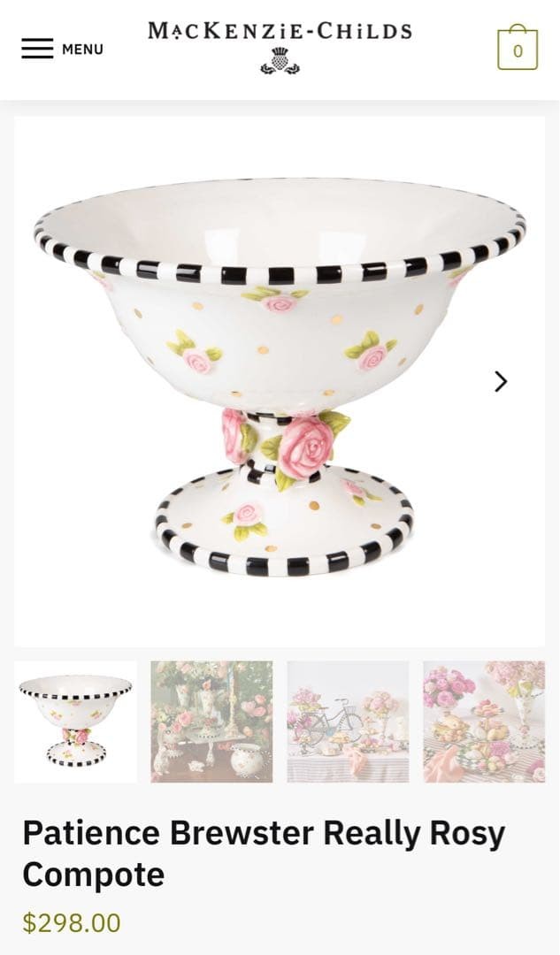 McKenzie-Childs Rose Pattern Compote