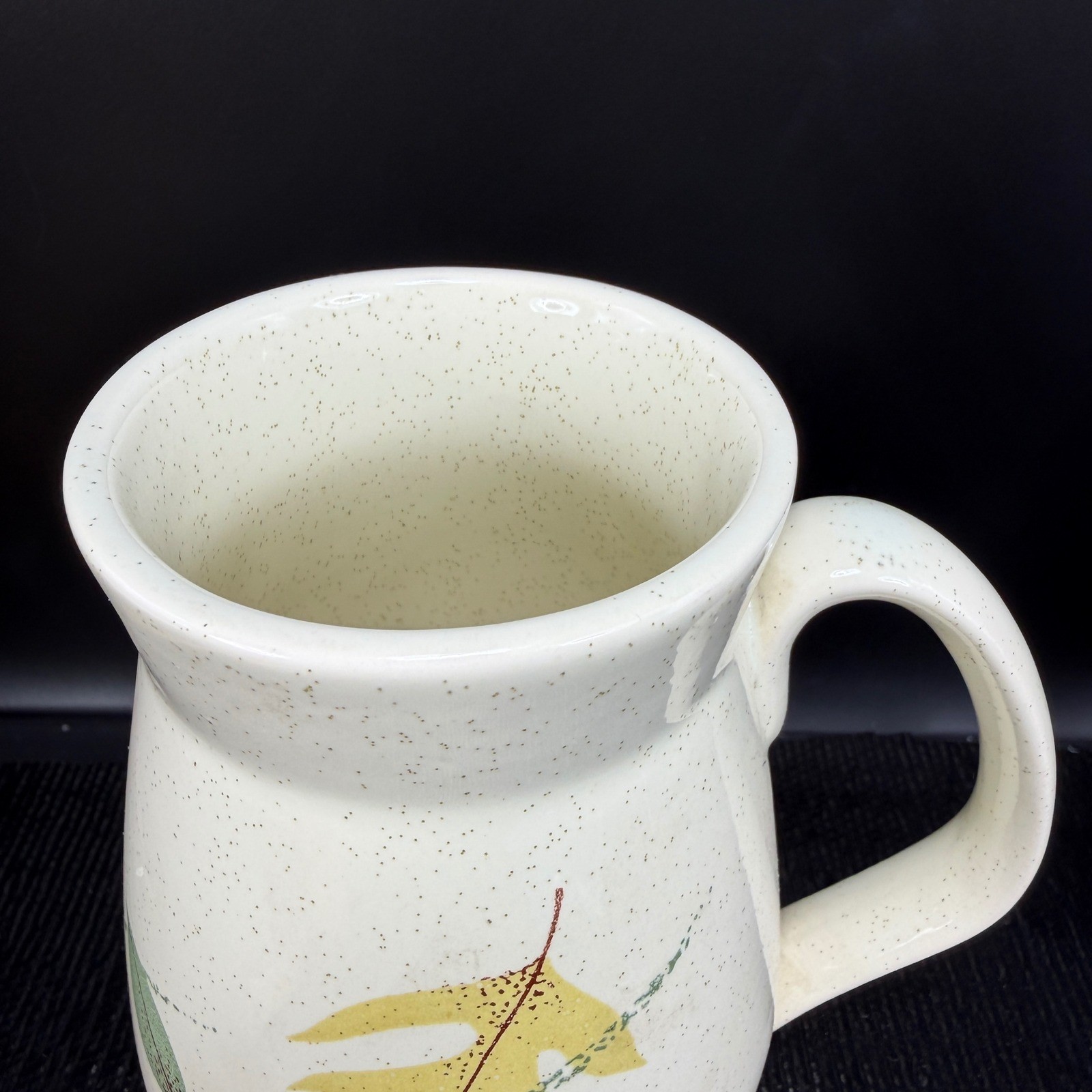 Franciscan Autumn Mug Cup Vintage Speckled Earthenware Leaves MCM California 5in