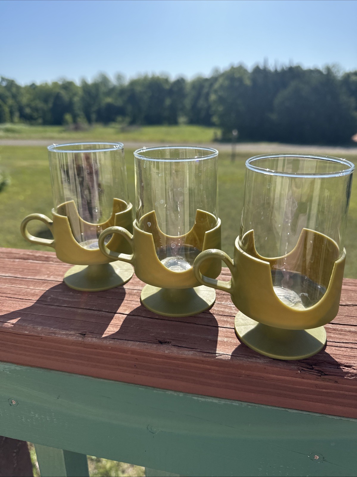 Vintage Corning Green Glas-Snap Mugs Cups Large 12oz Hot/Cold Set of 3