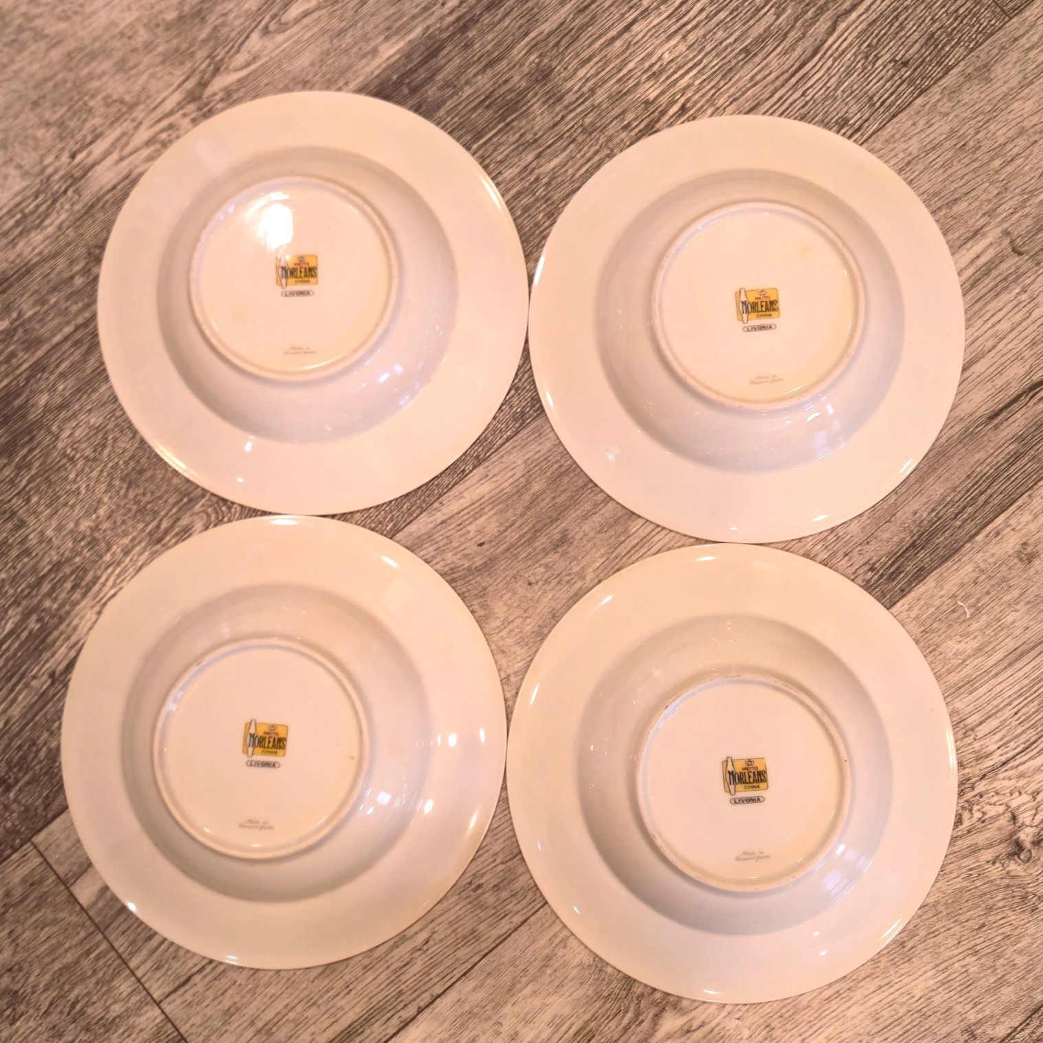 Vintage Dogwood floral Rimmed Soup Bowls Livonia Meito made in Occupied Japan x4