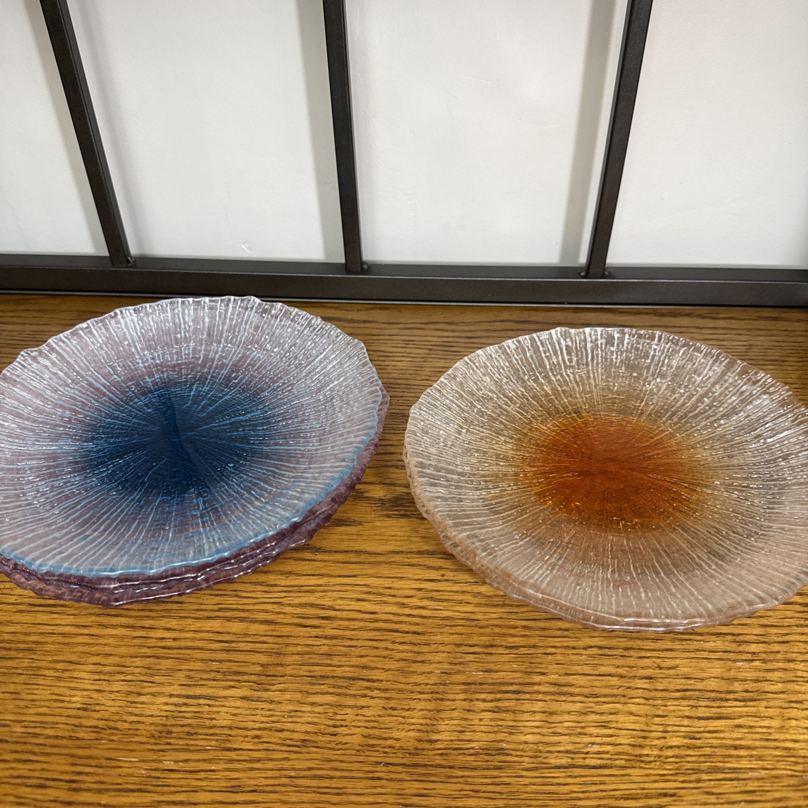 Scandinavian Multi Colored Glass Salad Plates Set Of 6 9″ Diameter