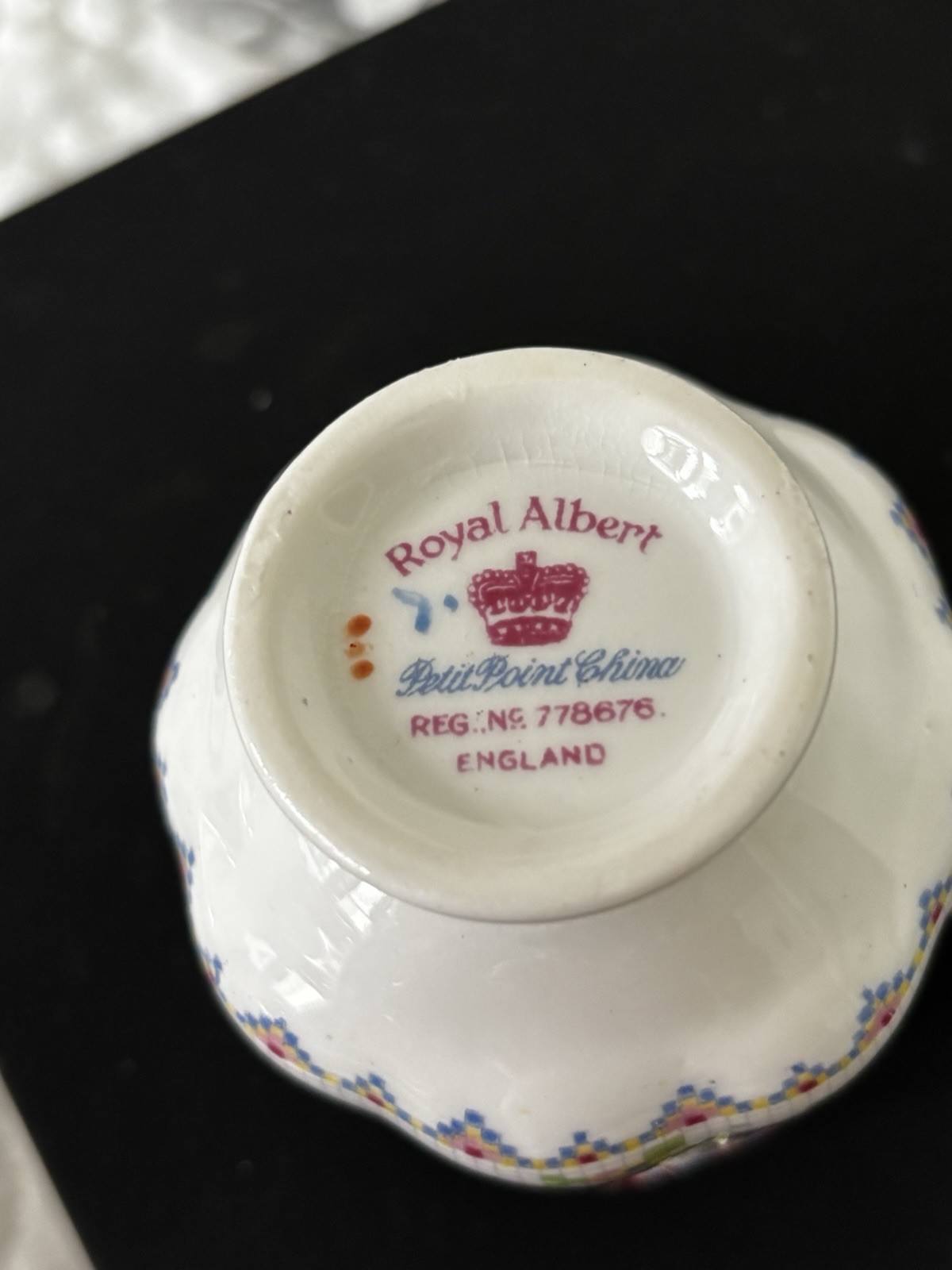 Vintage Royal Albert “Petit Point” Demitasse Cup and Saucer – England