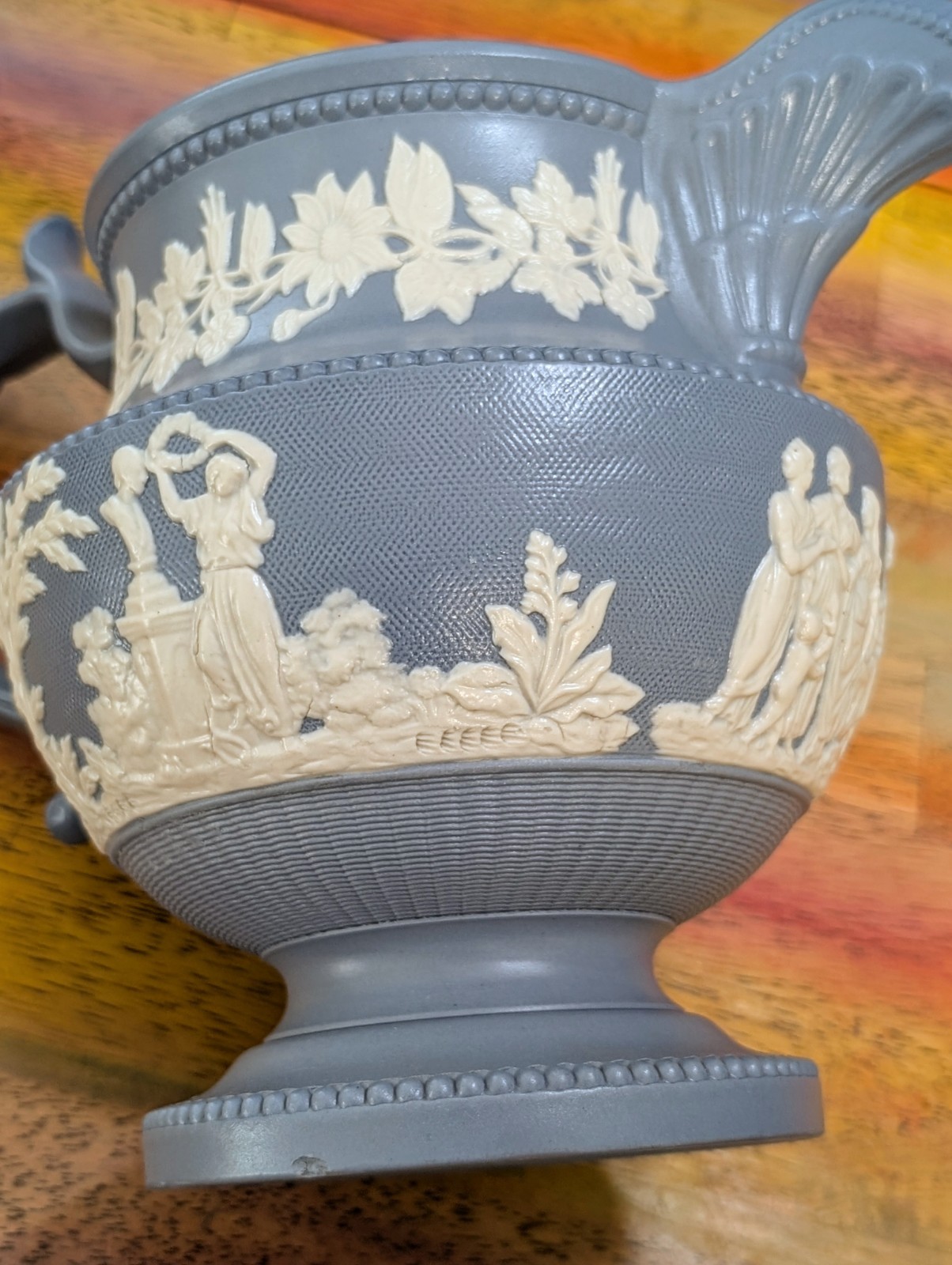 ⭐Antique Pitcher Staffordshire Chrysanthemum Factory stoneware Jug Neoclassical