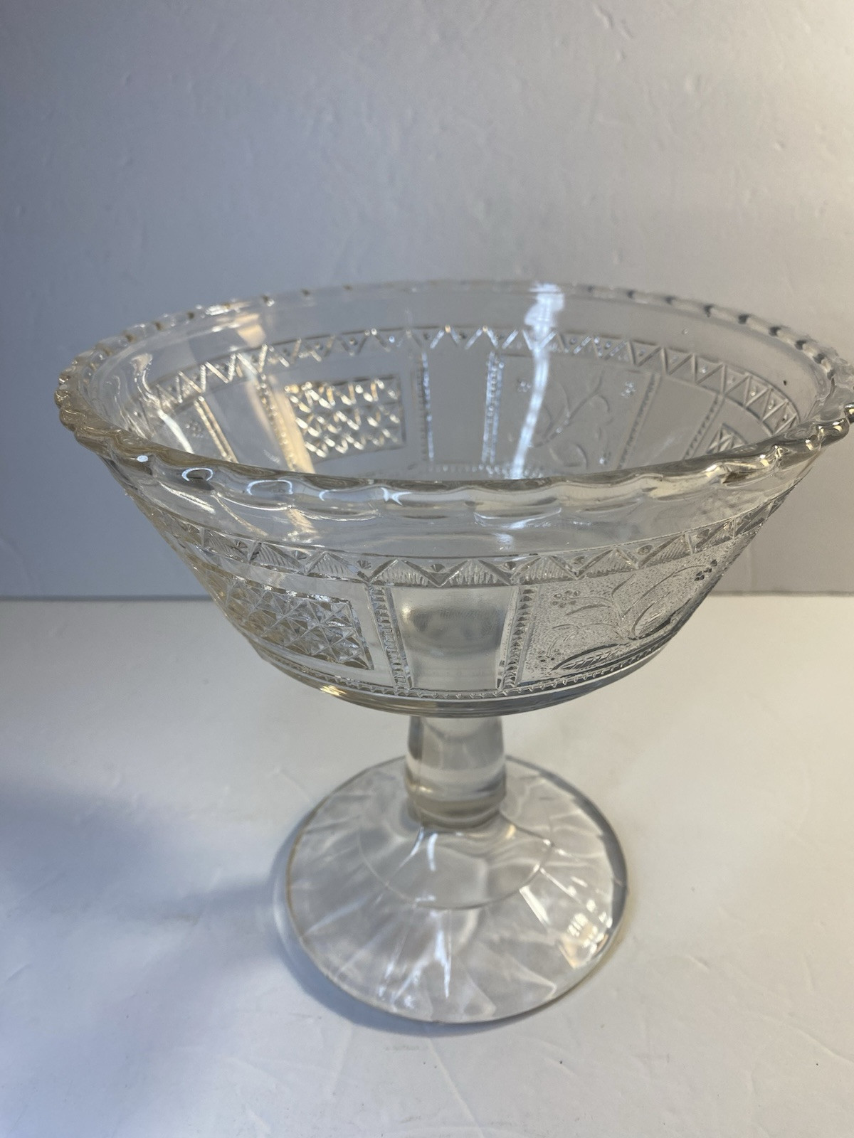 EAPG Bryce Brothers Regal (OMN) Compote AKA Forget Me Not 1883 NO LID 8” x 7” In