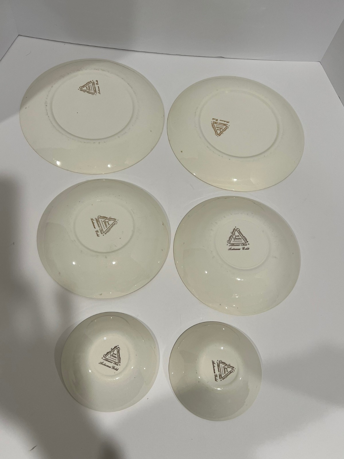 Set of 6 Plates, Bowls Autumn Gold Century Service Semi Vitreous Wheat Yellow
