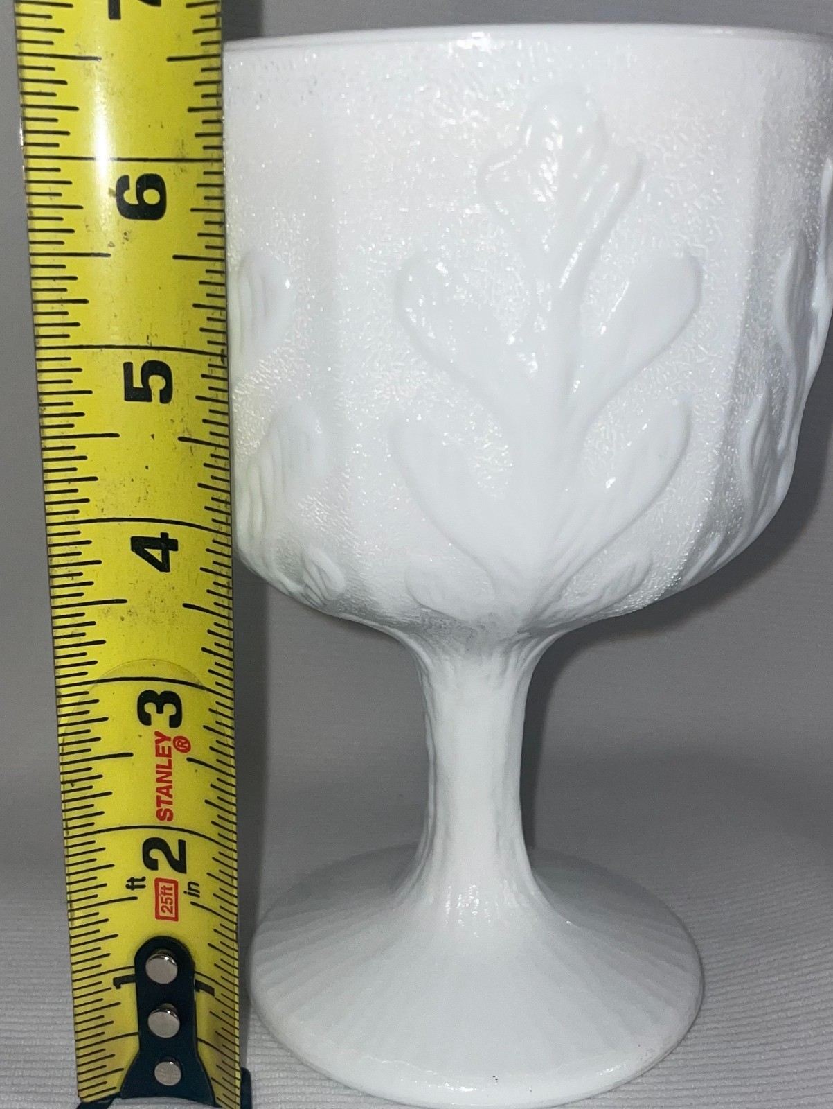 FTD White Milk Glass Pedestal Candy Dish Oak Leaf Pattern