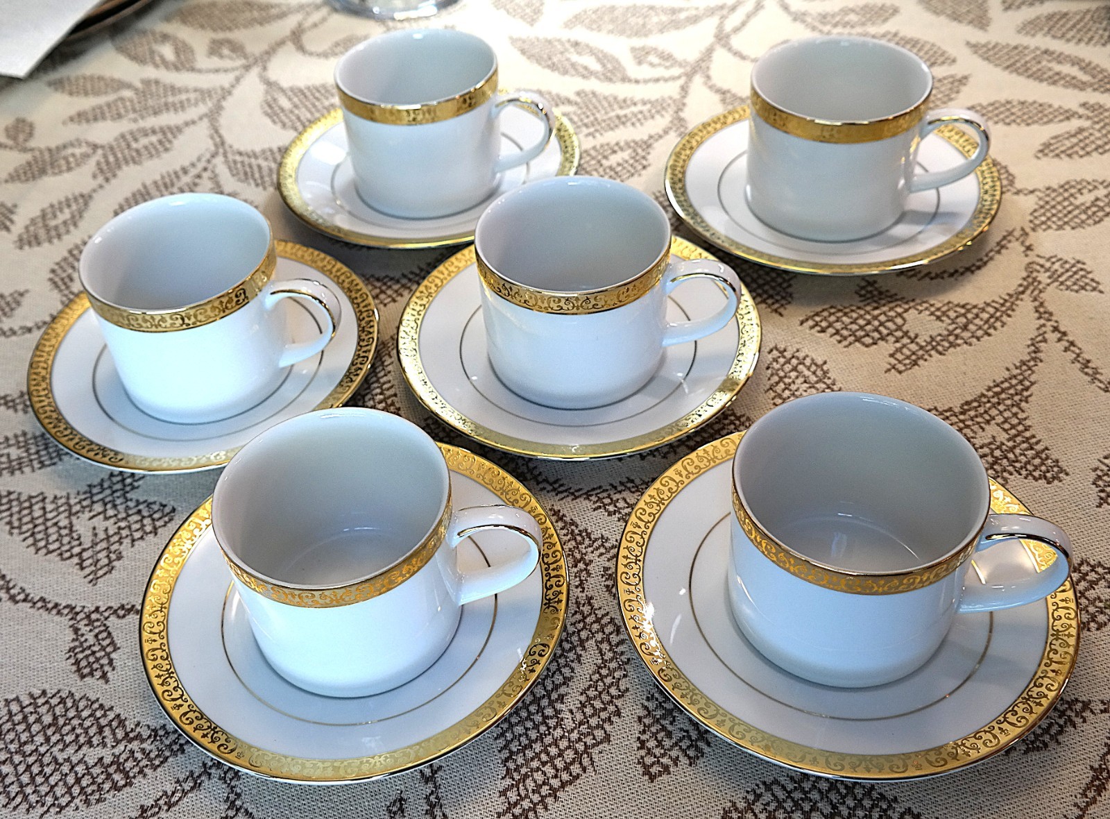 *Set of 6* Royal GOLD BUFFET Cups & Saucers Vintage EUC 1991 [30 available]