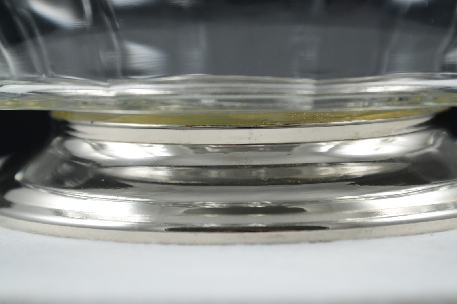 Twelve Panel Sided Crystal Chip & Dip Bowl Silver Plated Base/Dip Bowl Holder