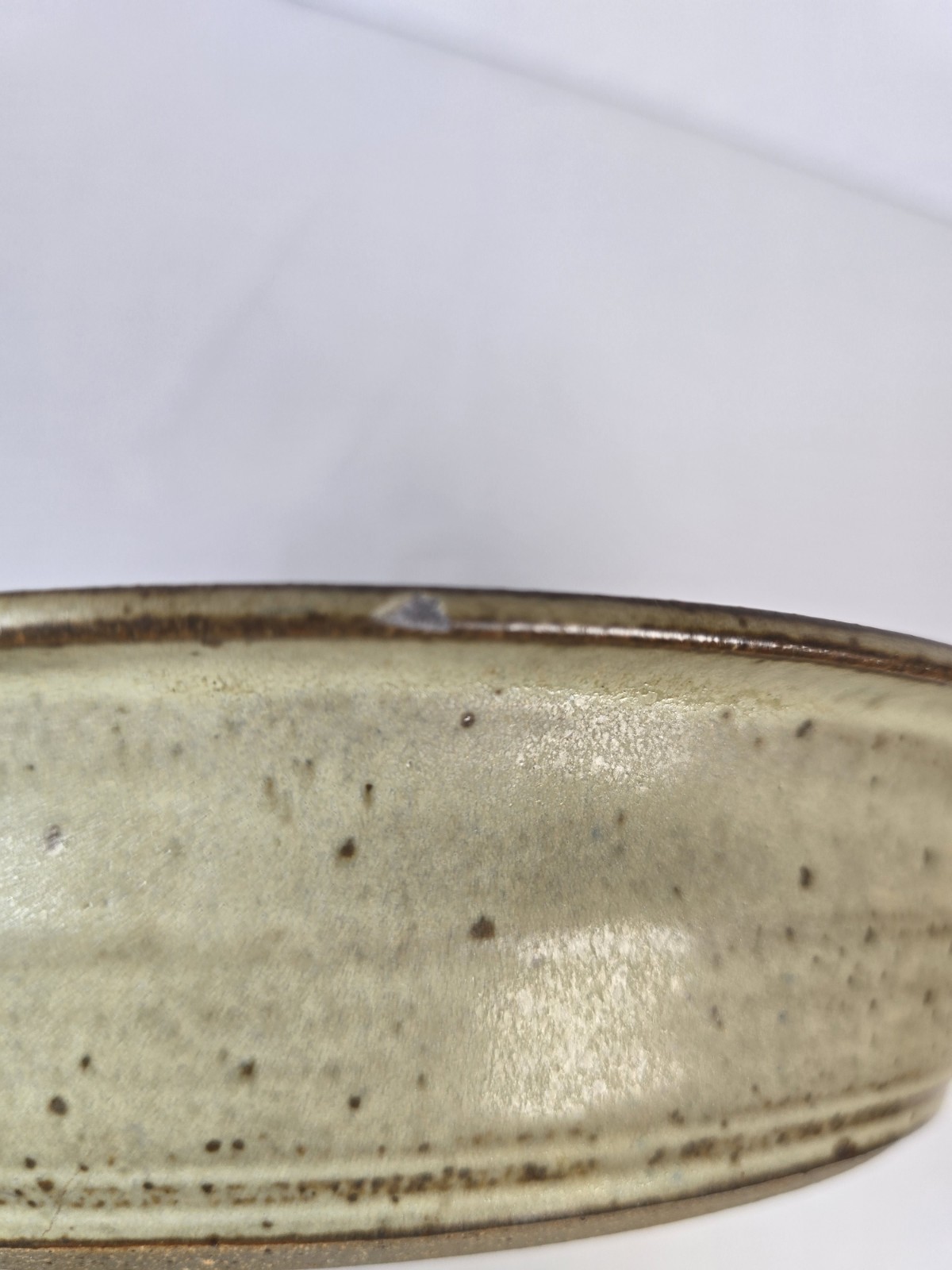 Vintage Karl Stelzer Pottery 9 In Pie Serving Plate Light Tan With Blue