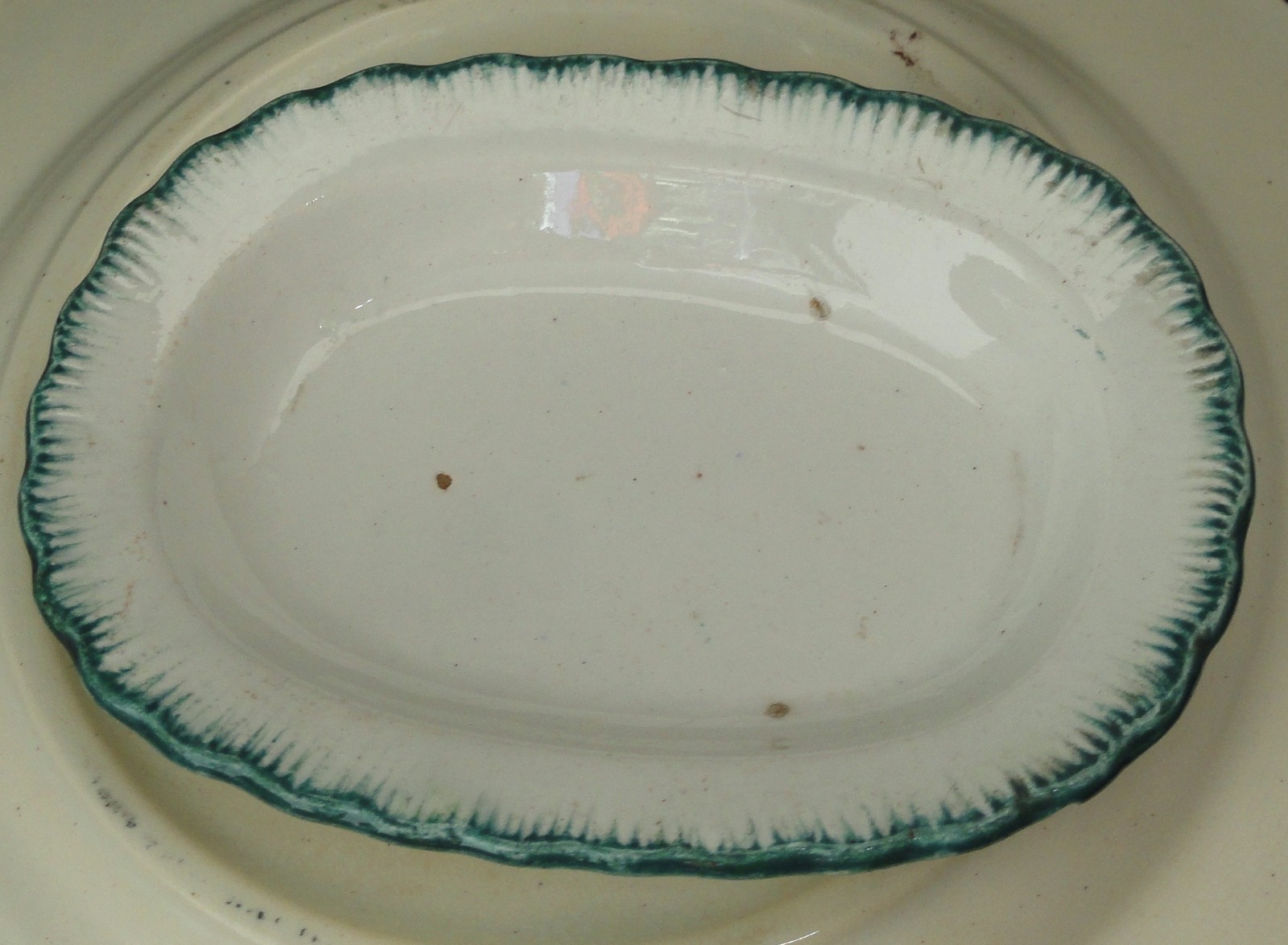 Green Feather Edge Shell Edged Pearlware Toy Platter Davenport c 1825