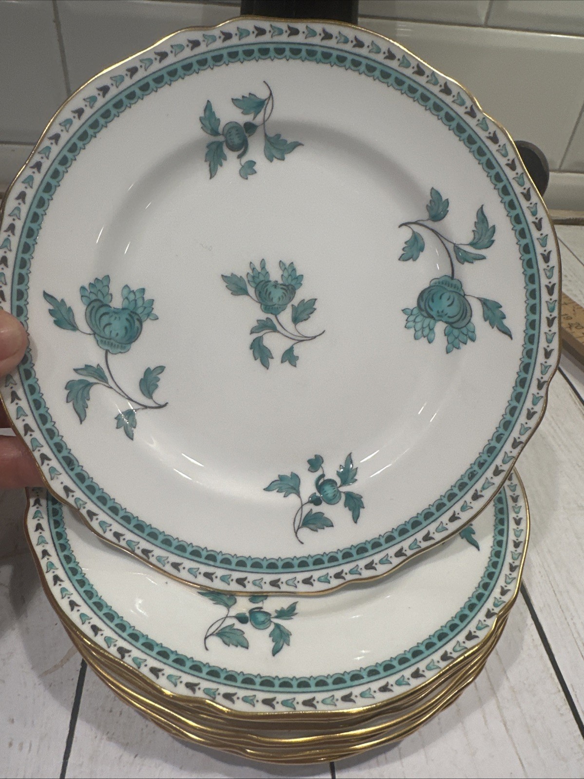 Spode Darlington Green Teal 8 Bread Plates Made in England 1950s 6 ¼”