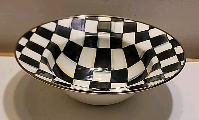 HTF MacKenzie-Childs Courtly Check Large/Deep Snack Dip Bowl EUC!
