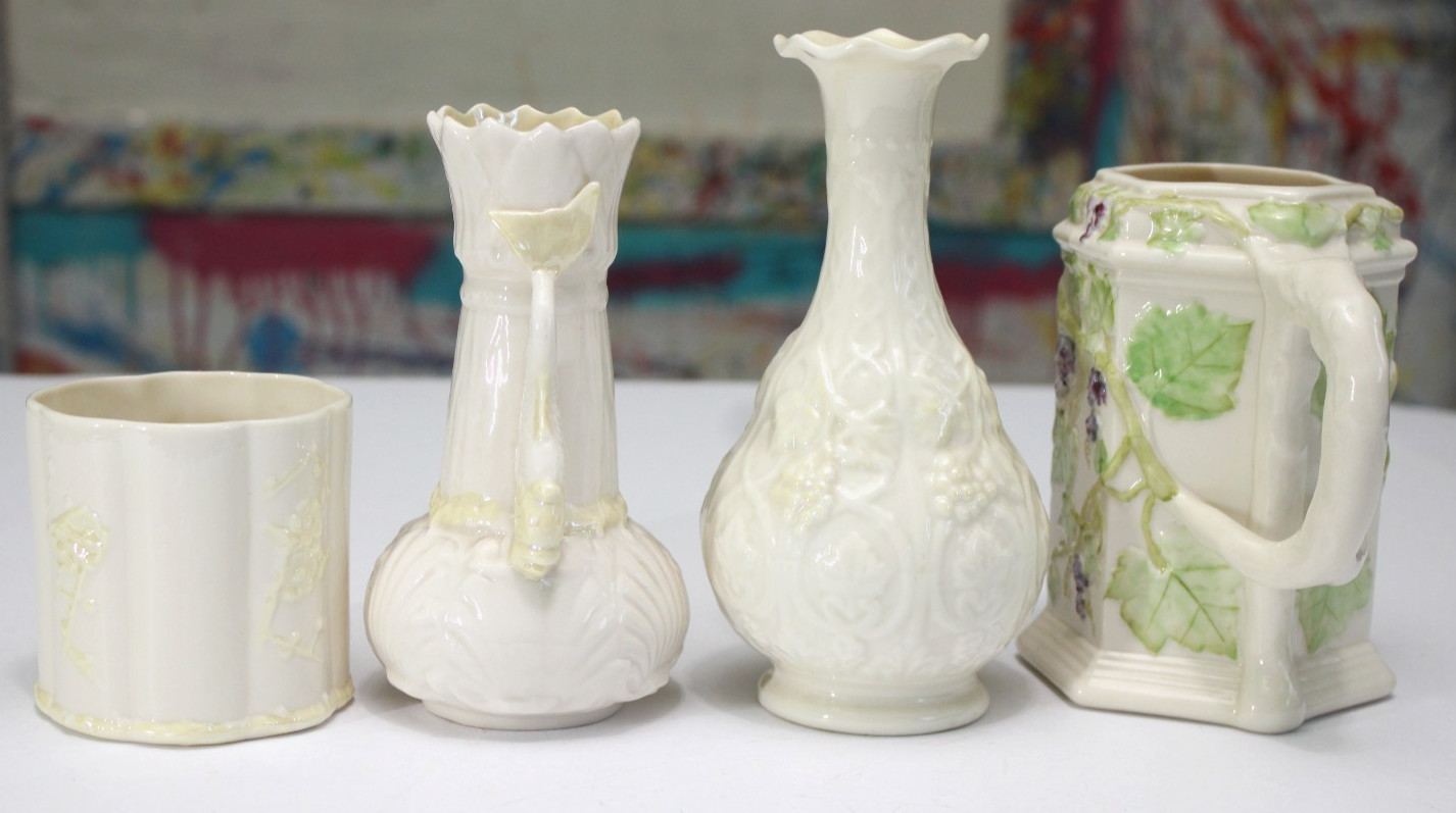 VINTAGE Mix of 19 Belleek Ireland Pottery Pieces 6th Mark (1965-1980) 3rd Green