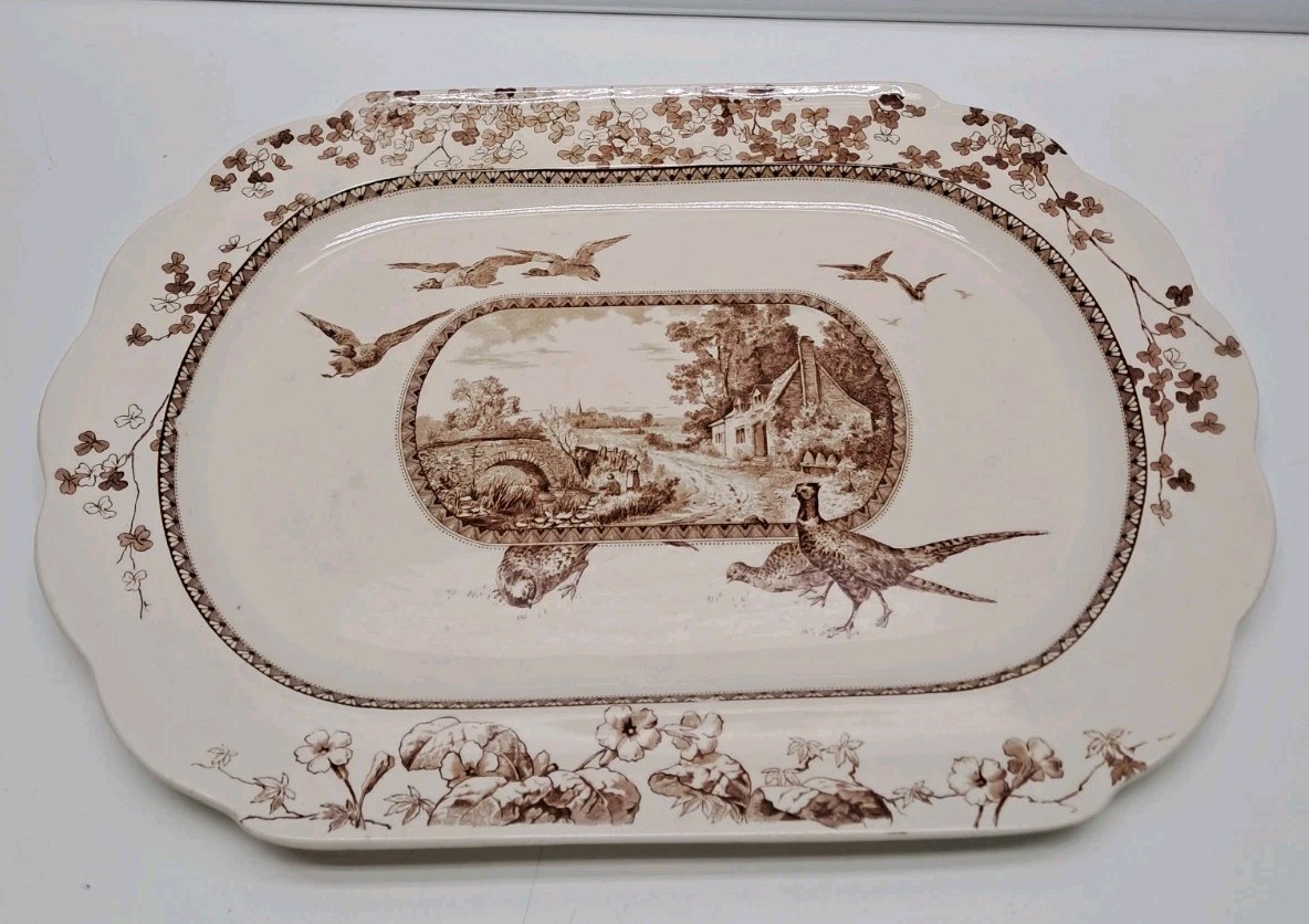 Antique Brown & White/Ivory Aesthetic Woodland Platter 18.5″ Brownfield and Sons