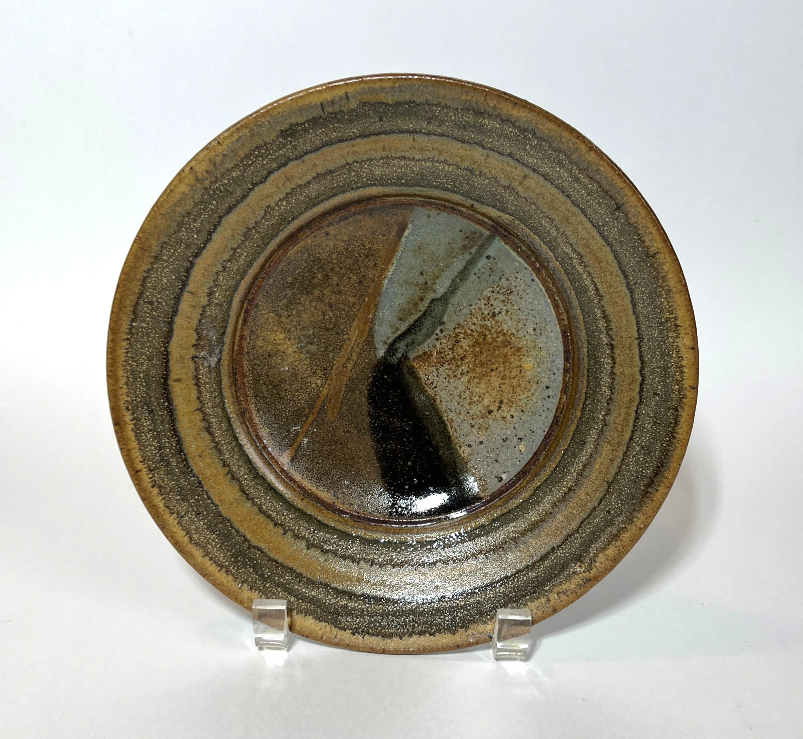 Signed Minor 1973 Studio Art Pottery Stoneware Plate Contemporary Modern