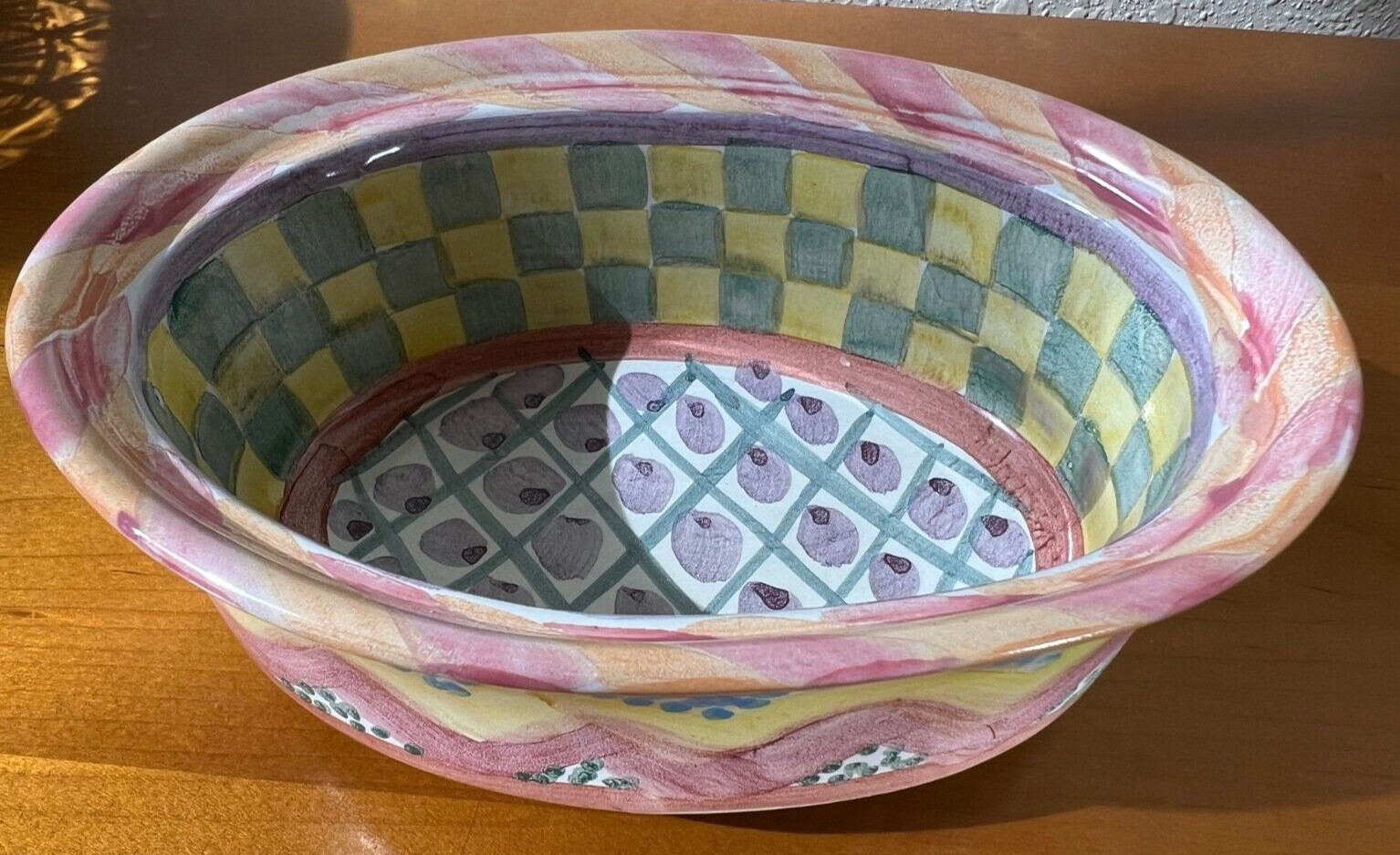 Vintage Mackenzie Childs KEUKENHOFF Chowder Bowl with Lid, 1994