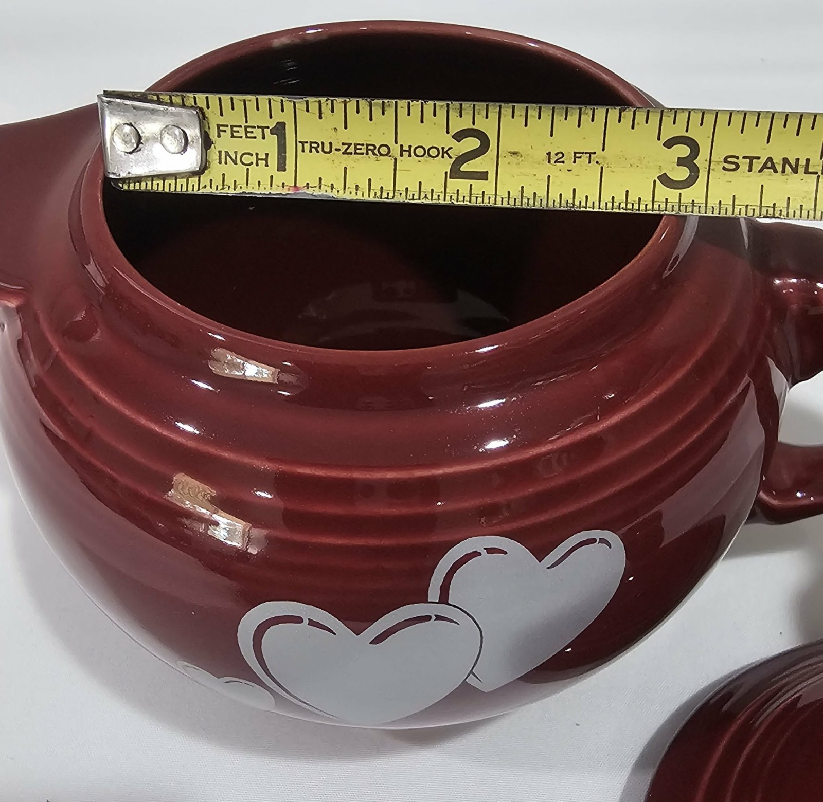 2001 Fiestaware 2 Cup Teapot With Lid Trio Of Hearts Cinnabar Excellent