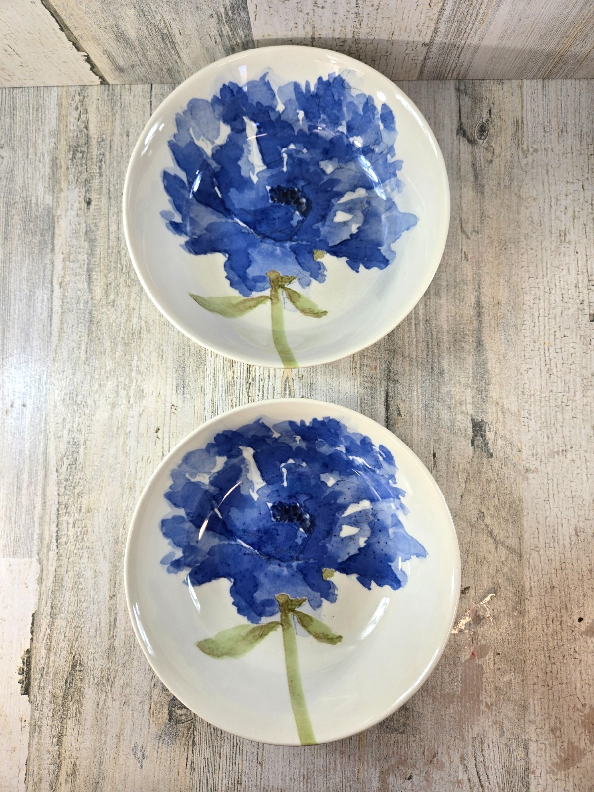 Royal Stafford Blue Poppy Soup Bowls set of 2 England