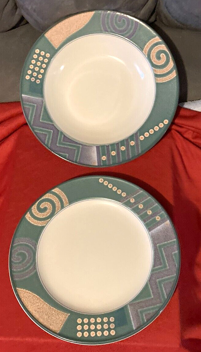 1992 Mikasa Intaglio Life Style-1 ea Soup Bowl & Salad Plate (2 pcs)-New no Tags