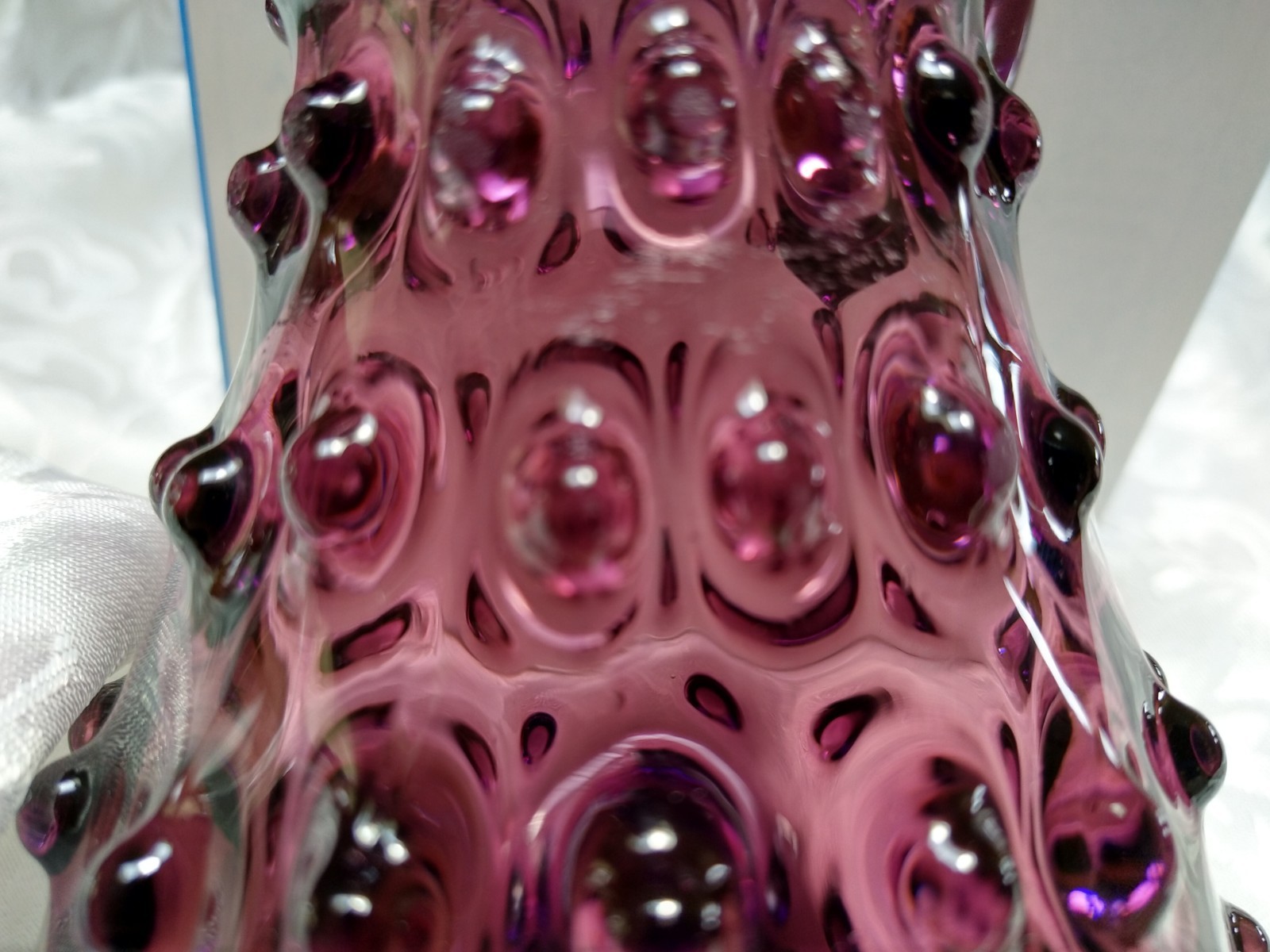 Vtg Small Hobnail Amethyst / Purple Glass Pitcher