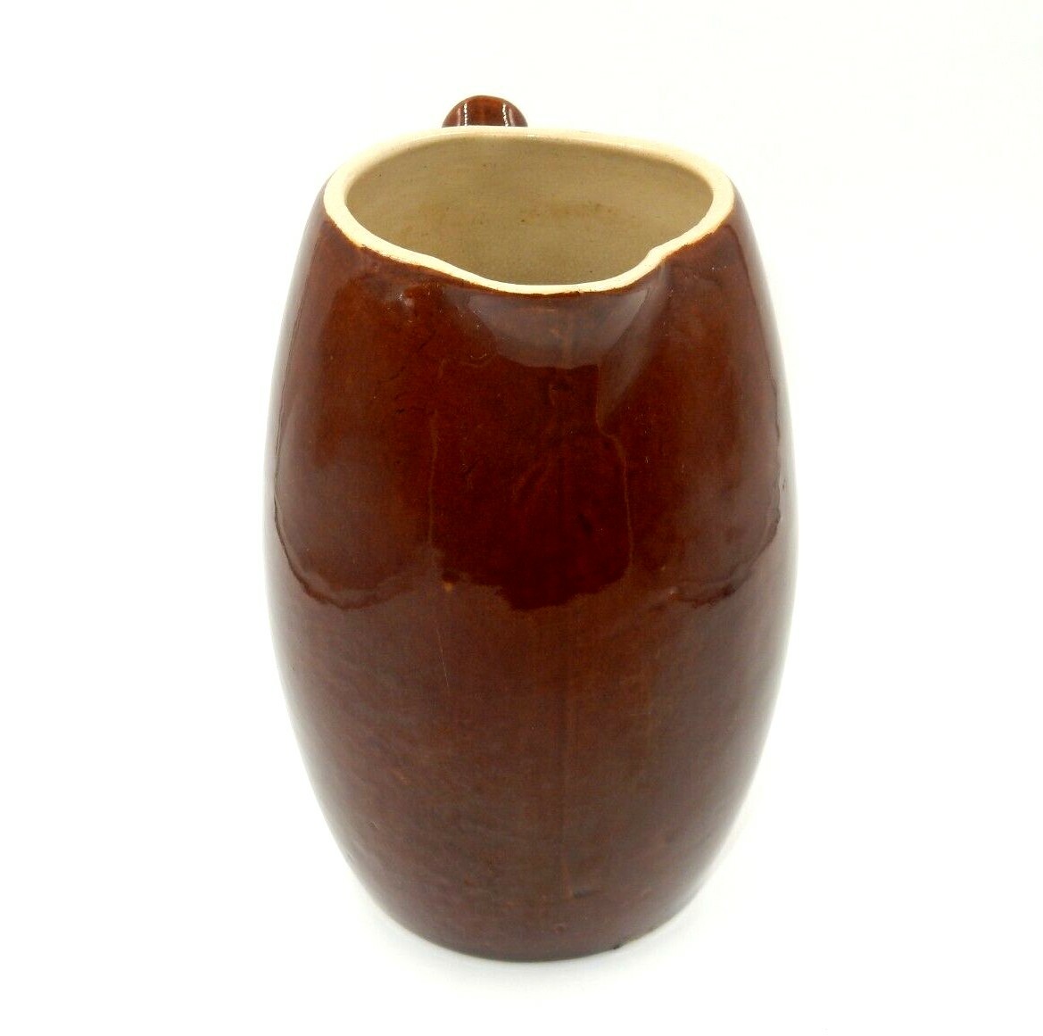 VINTAGE HANDMADE DEEP BROWN ART POTTERY STONEWARE CERAMIC PITCHER