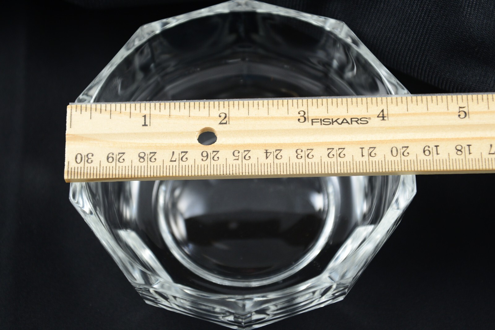 Twelve Panel Sided Crystal Chip & Dip Bowl Silver Plated Base/Dip Bowl Holder