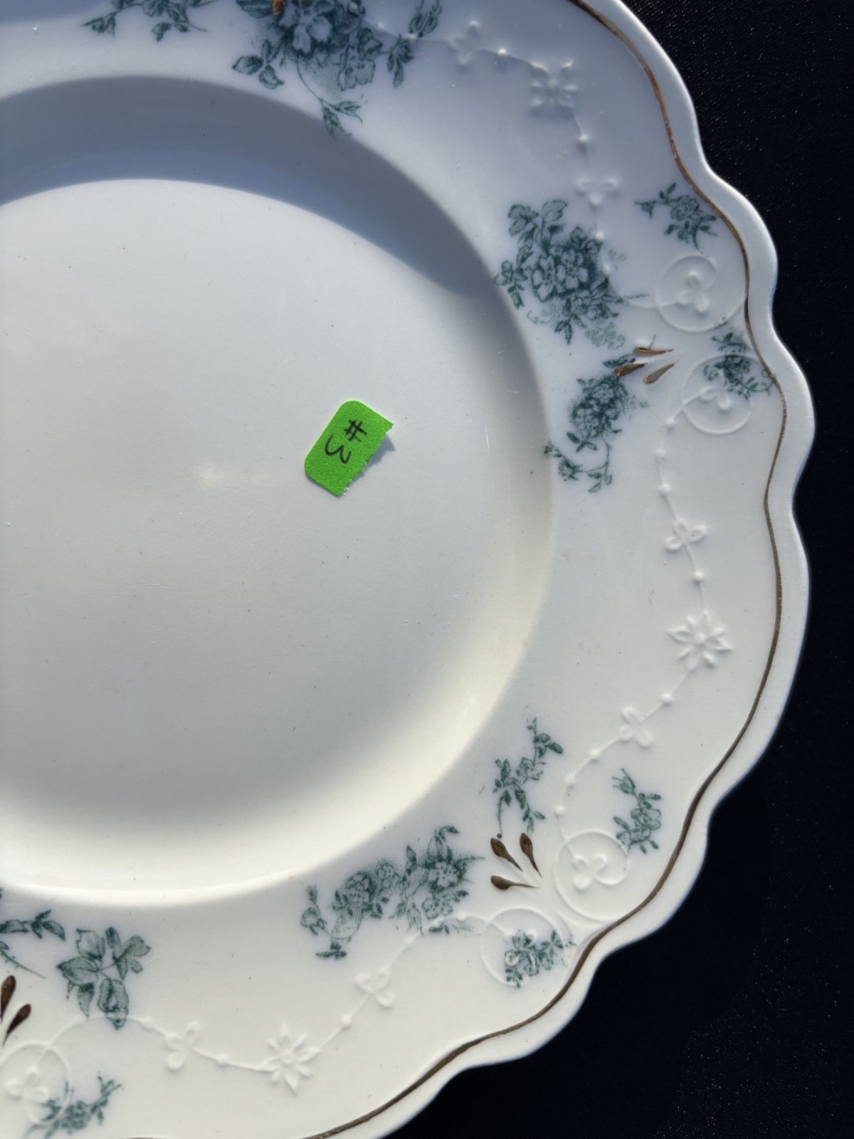 W.H. Grindley Co. England Teresa Teal Green Scalloped Edge 7″ Dessert Plate VGUC
