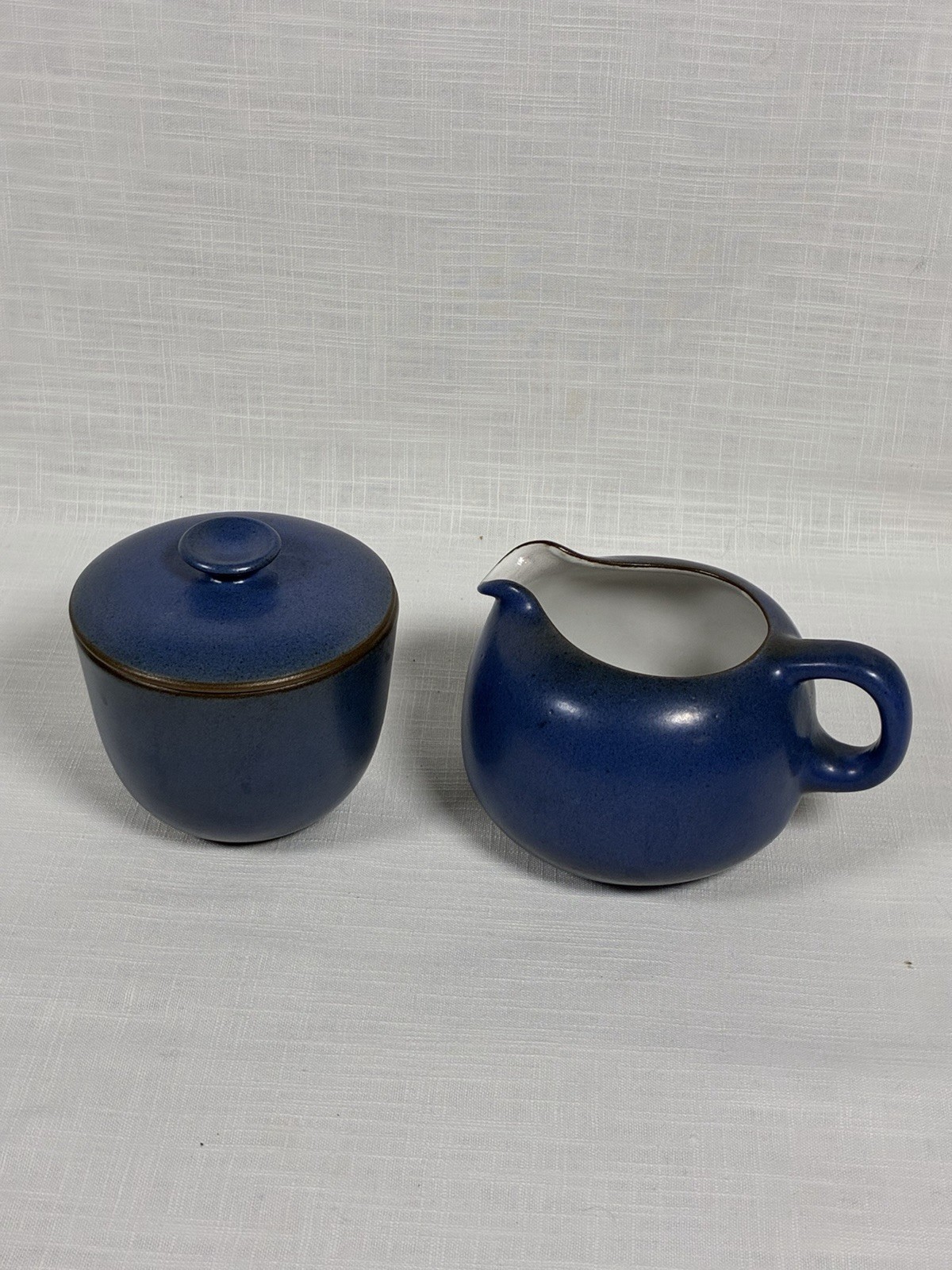 Heath Ceramics Blue Creamer (Cream) and Sugar Bowl with Lid (Moonstone?)