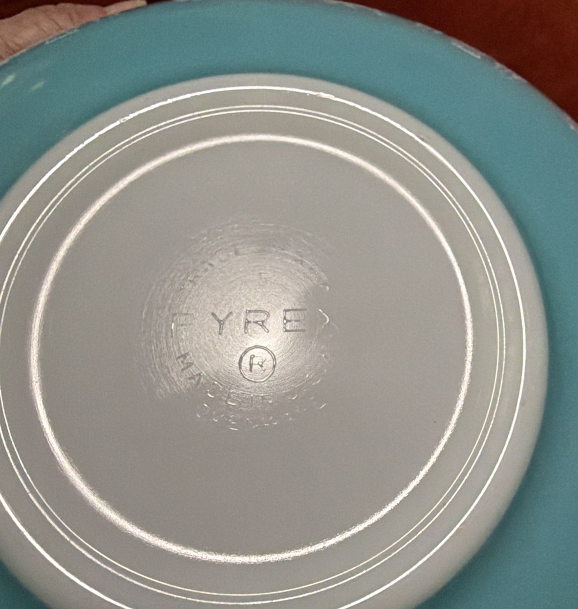 VTG PYREX Bowl, Amish Butterprint #444, 4 Qt Cinderella, Turqu Blue, Mint Cond.