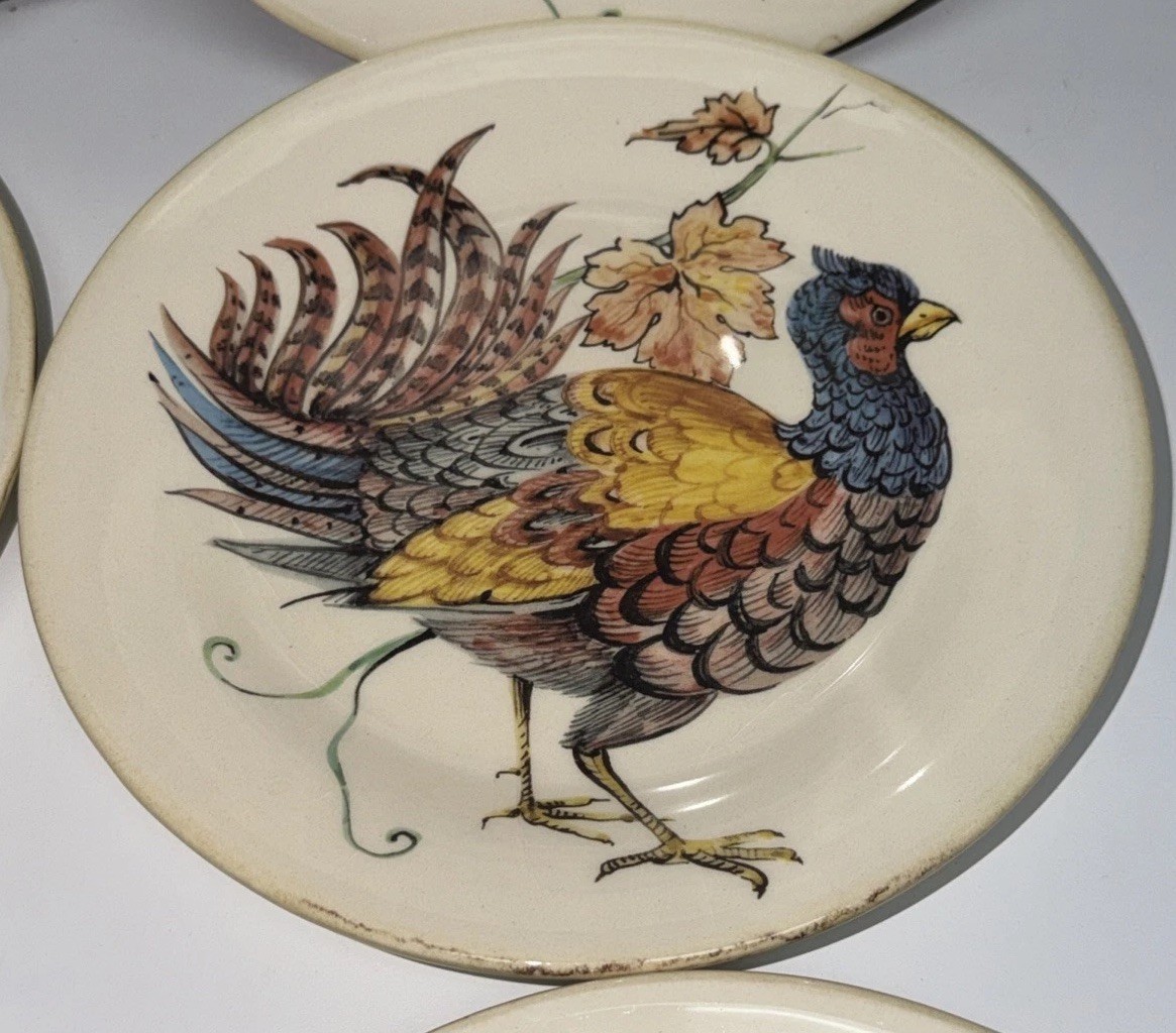 SET OF 6–Sur La Table PHEASANT 8.5″ Salad Plates ITALY FREE SHIPPING
