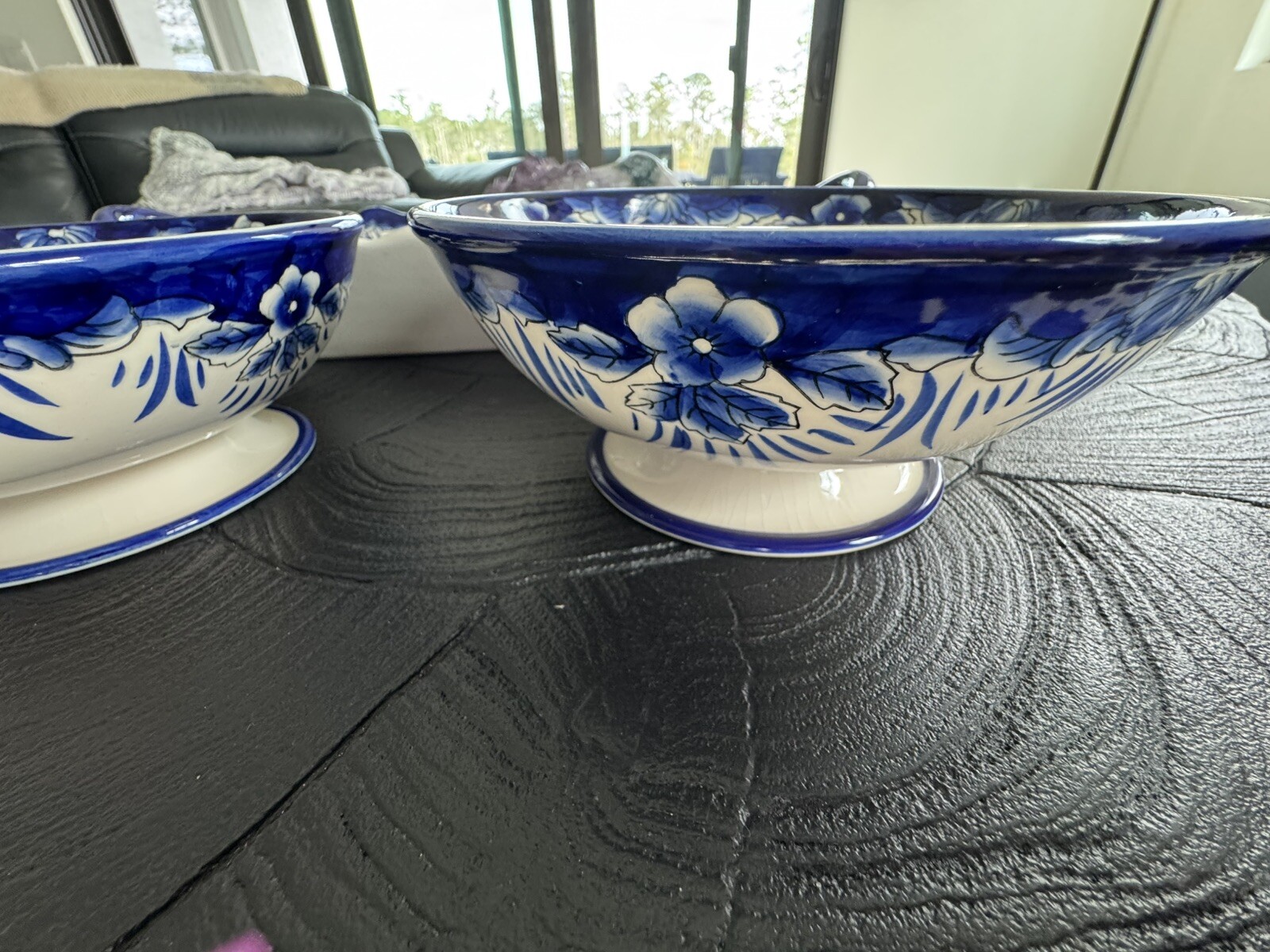 I. Godinger & Co. Italian Cobalt Blue & Terracotta Hand Painted SET