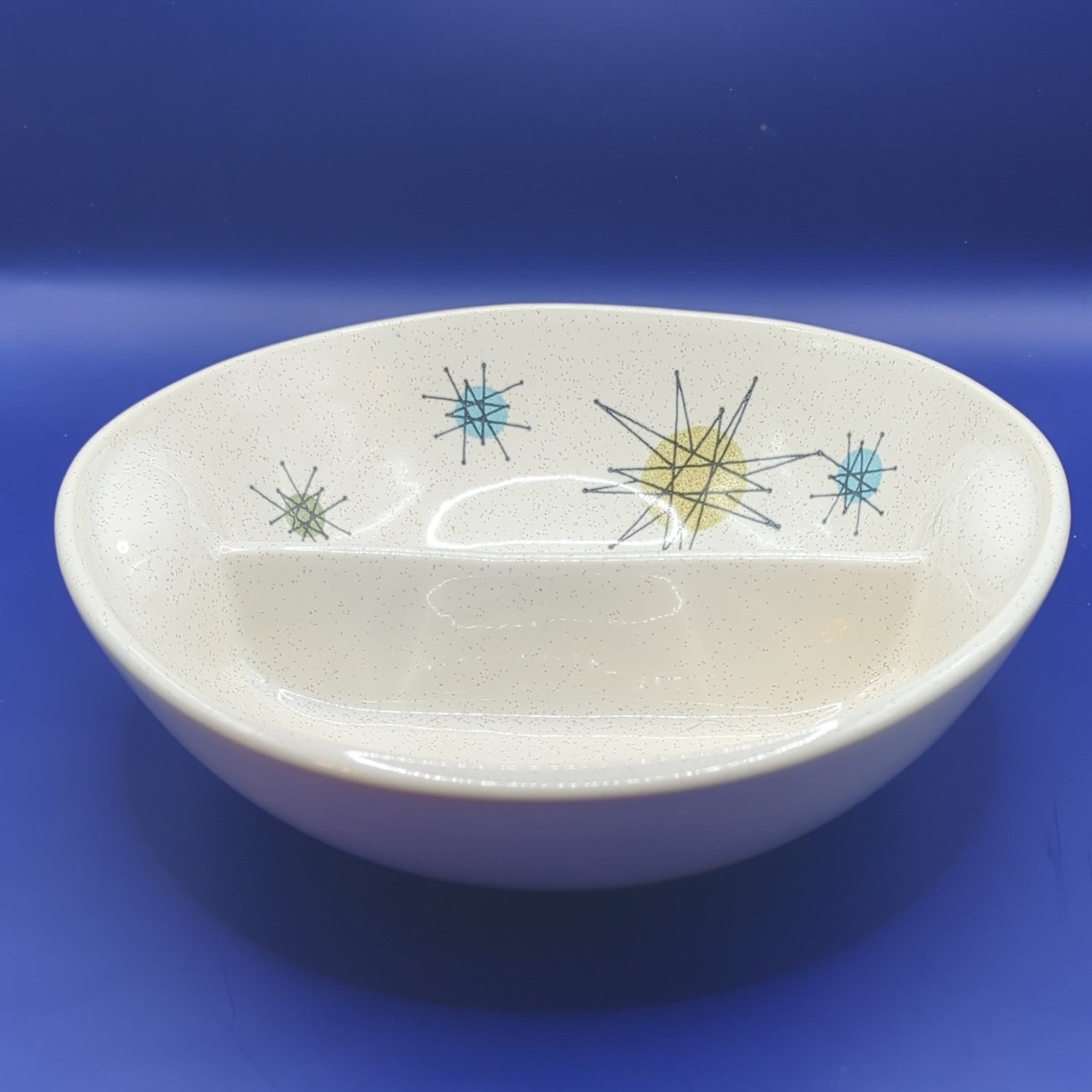 Midcentury Franciscan Starburst 8 1/4″ Divided Round Serving Bowl